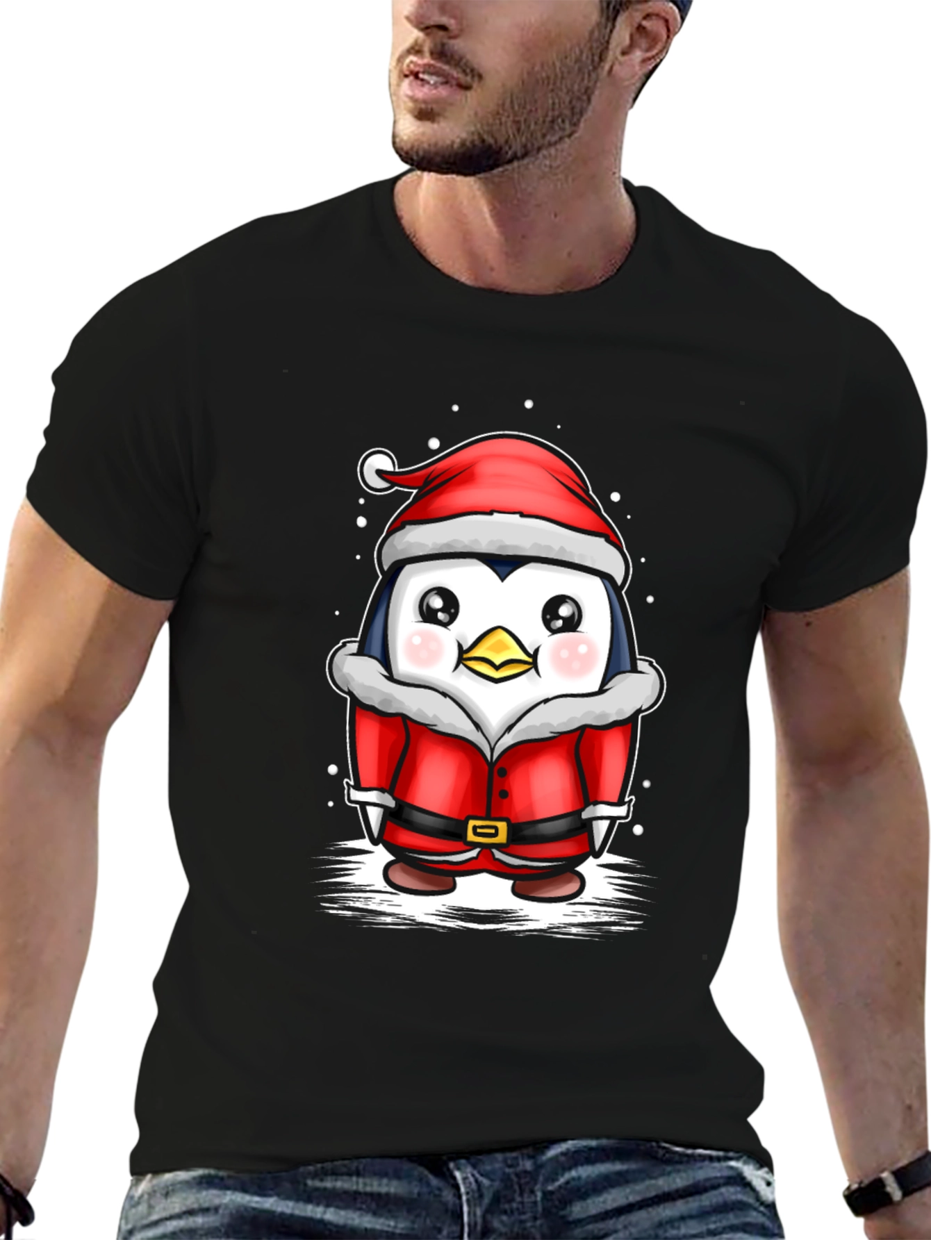 Black Penguin Santa T-Shirt - Holiday Cheer view 6