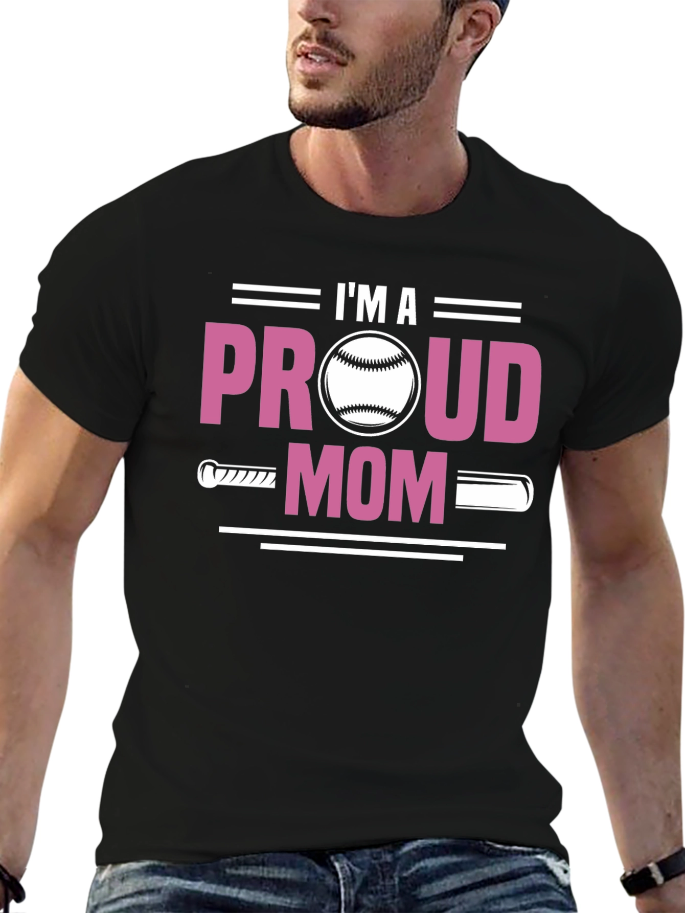 Black Proud Baseball Mom T-Shirt view 6