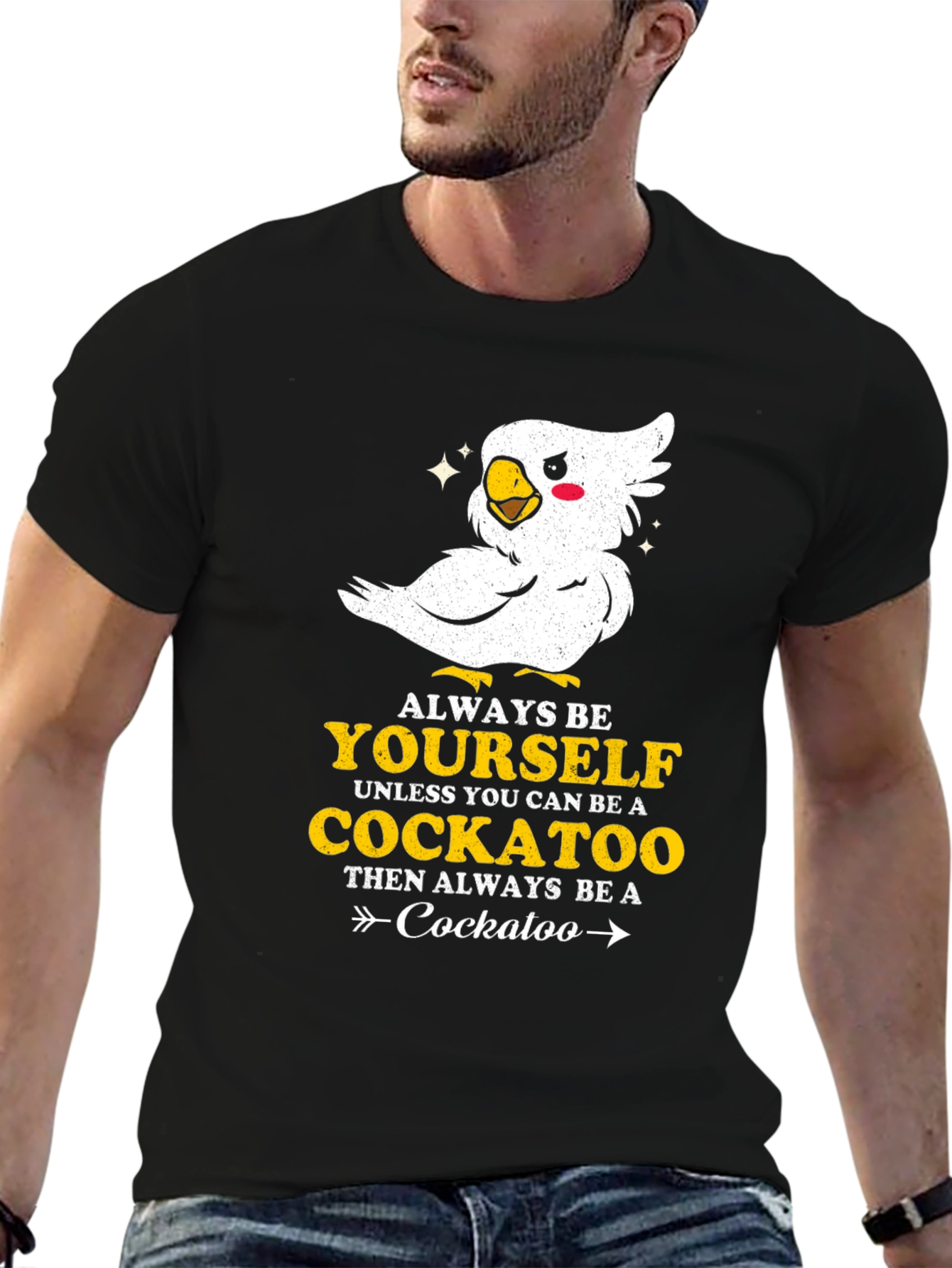 Black Always Be Yourself Cockatoo T-Shirt view 6