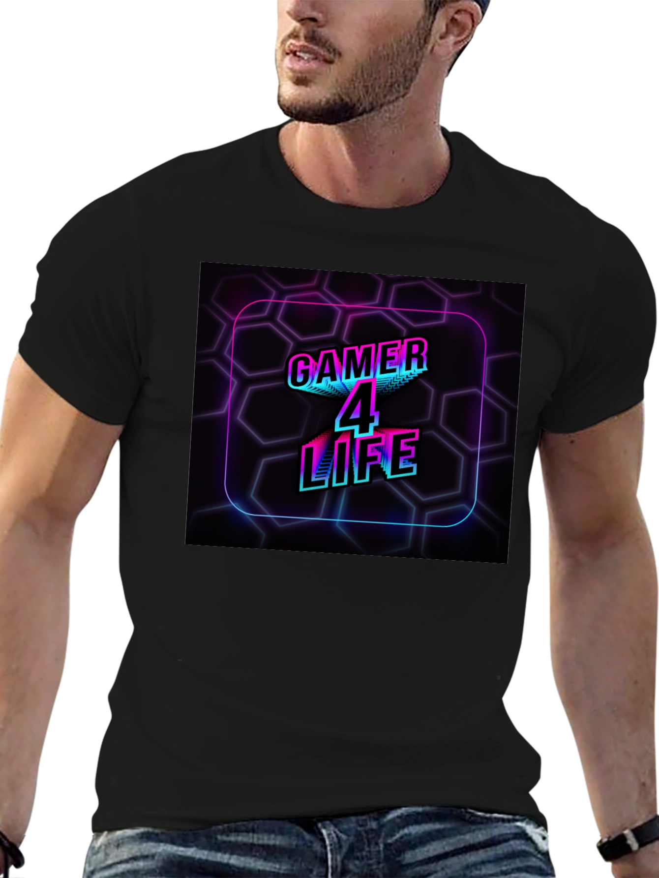 Black Gamer 4 Life Graphic T-Shirt - Black view 6