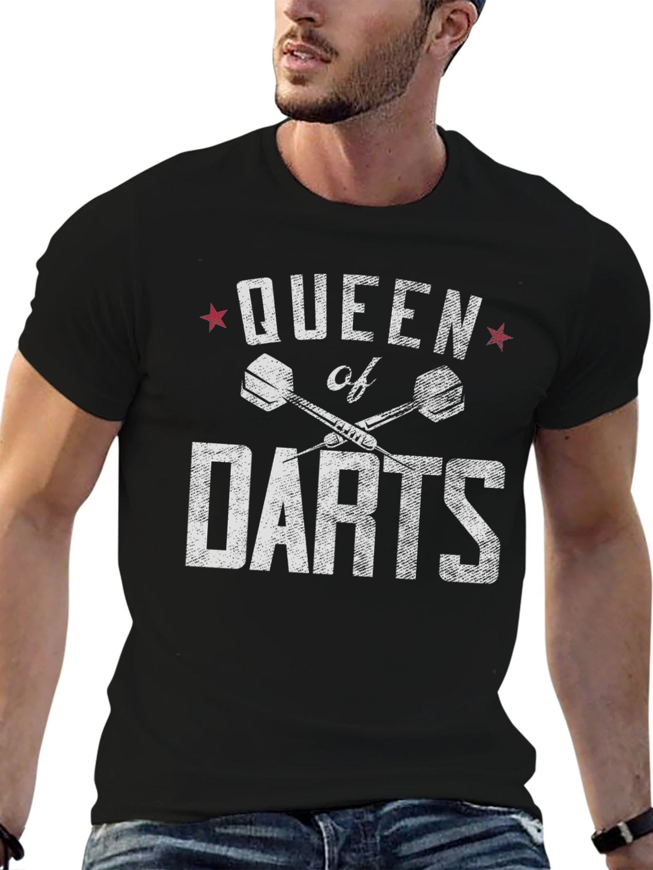 Black Queen of Darts Graphic T-Shirt - Black view 6
