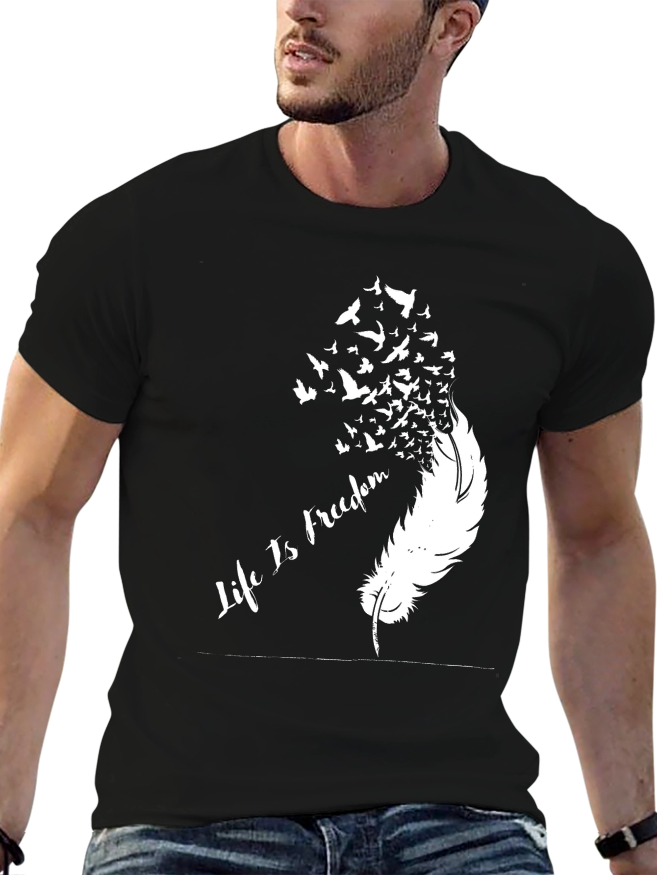 Black Life is Freedom Feather Bird T-Shirt view 6