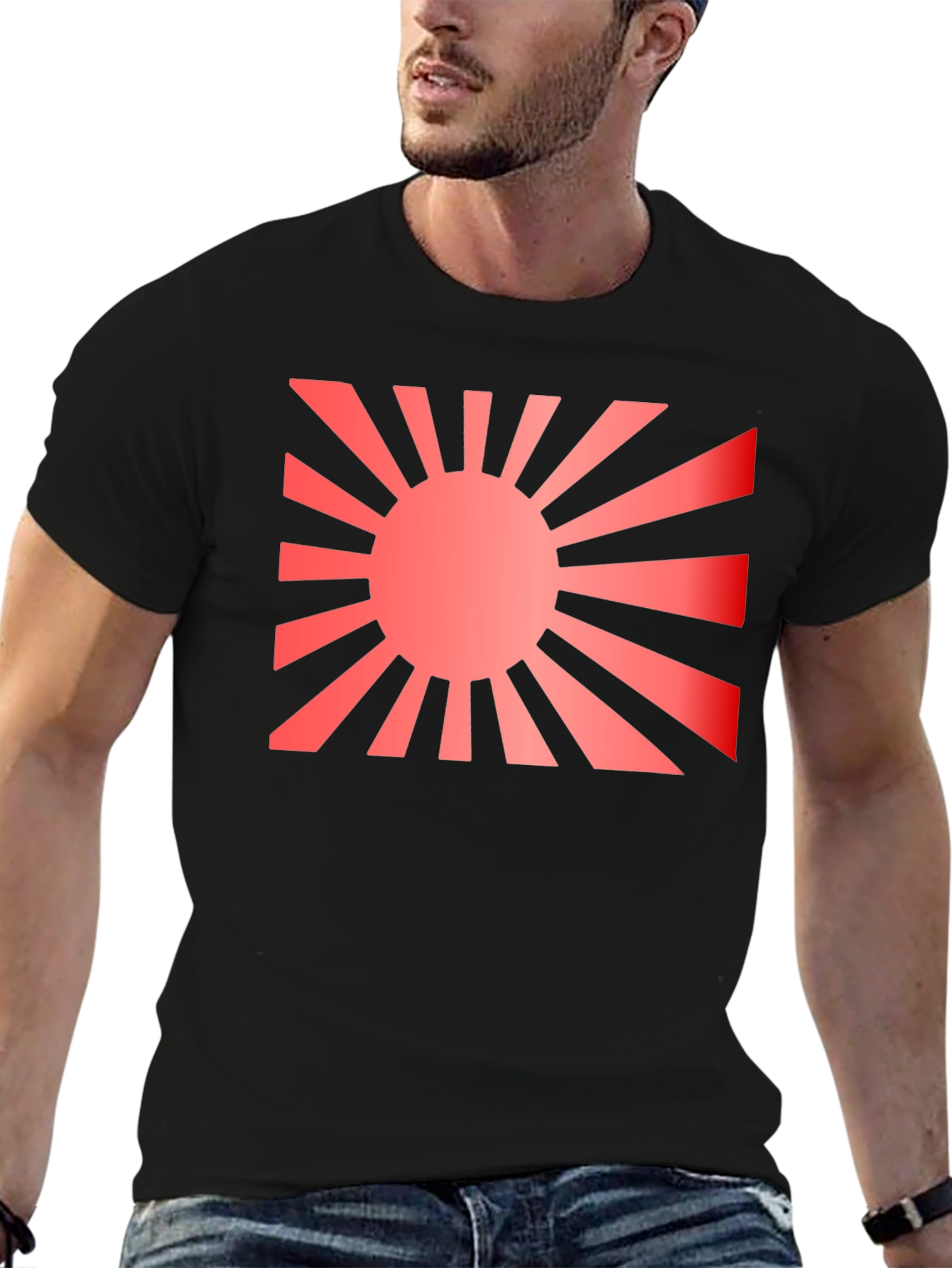 Black Rising Sun Graphic Black T-Shirt view 6