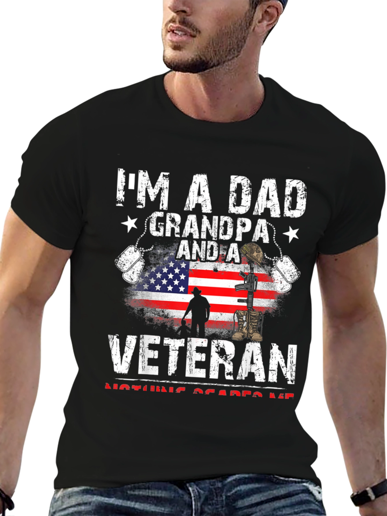 Black Dad Grandpa Veteran Graphic Tee view 6