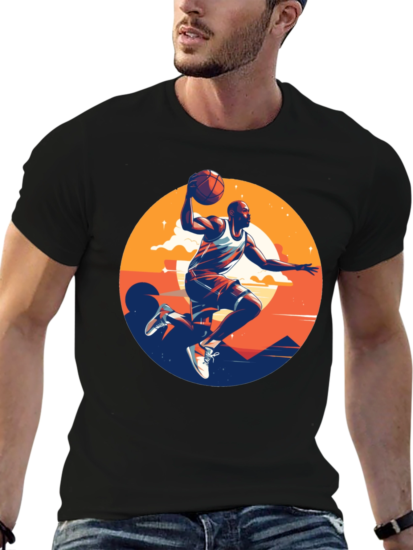 Black Basketball Player Graphic Tee - Stylish Men's T-Shirt view 6