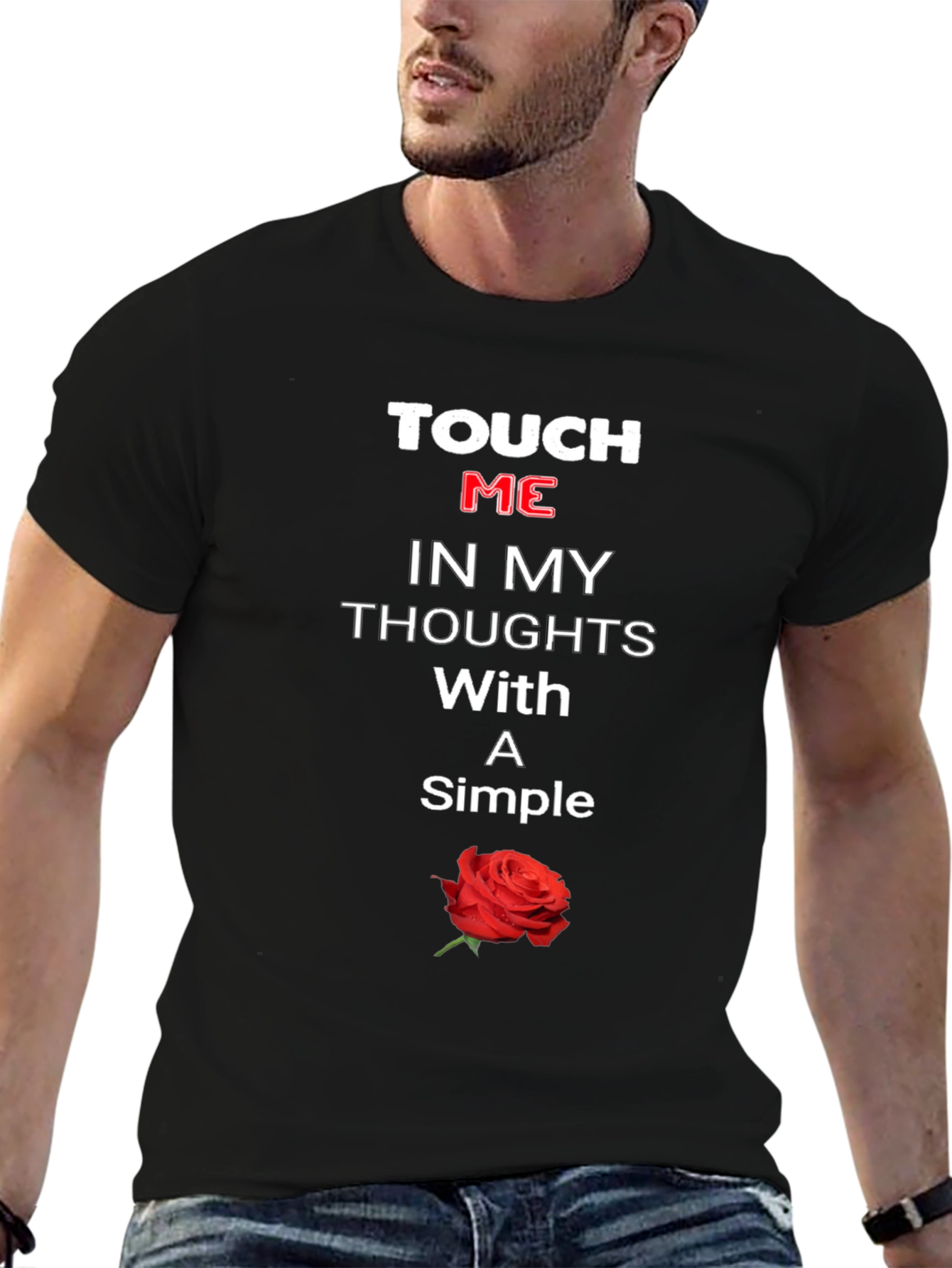 Black Touch Me T-Shirt With Rose view 6
