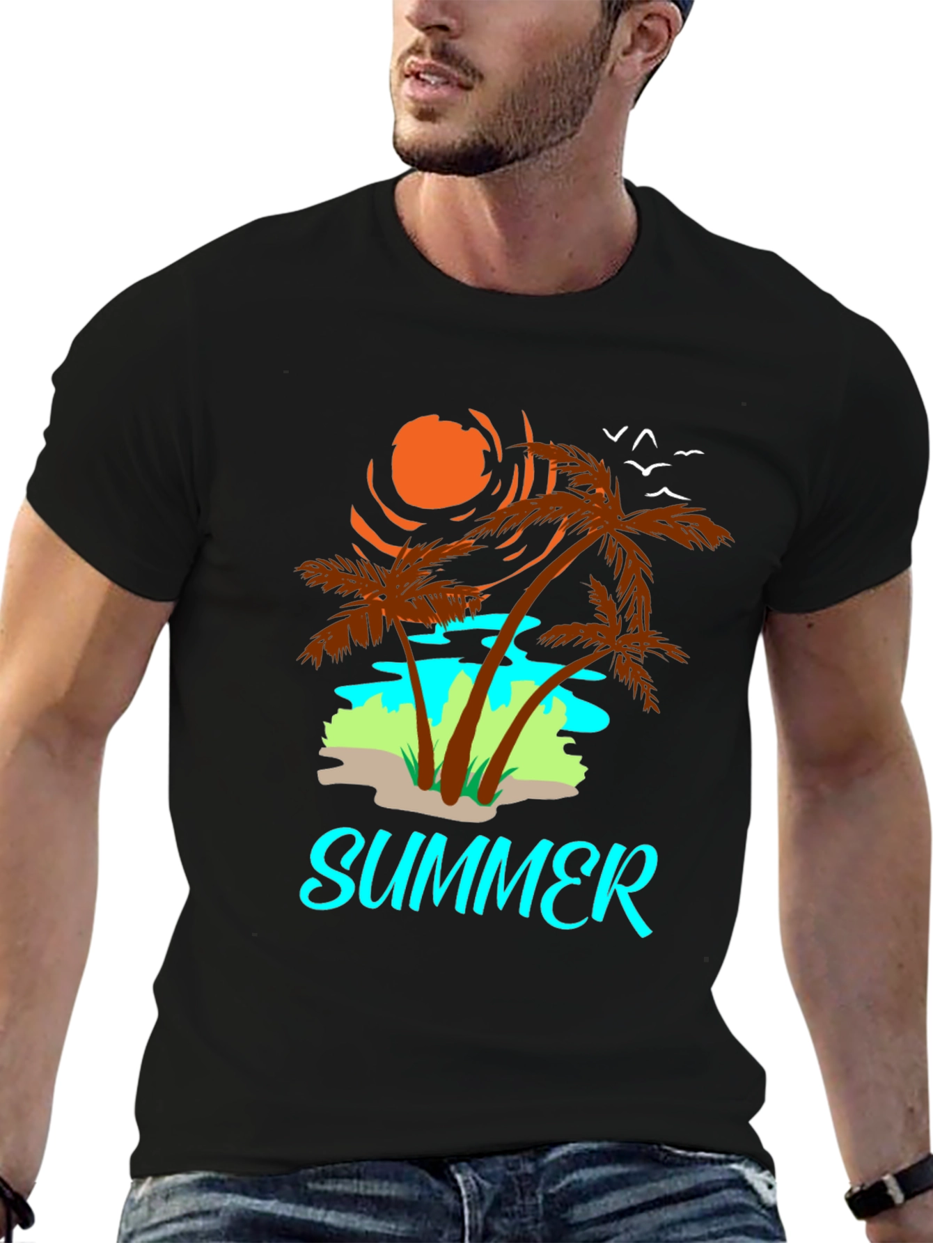 Black Summer Vibes Graphic T-Shirt view 6