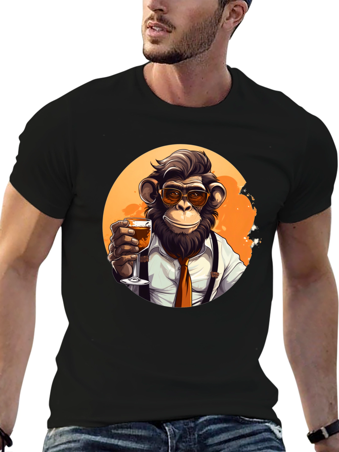 Black Dapper Monkey Black T-Shirt view 6