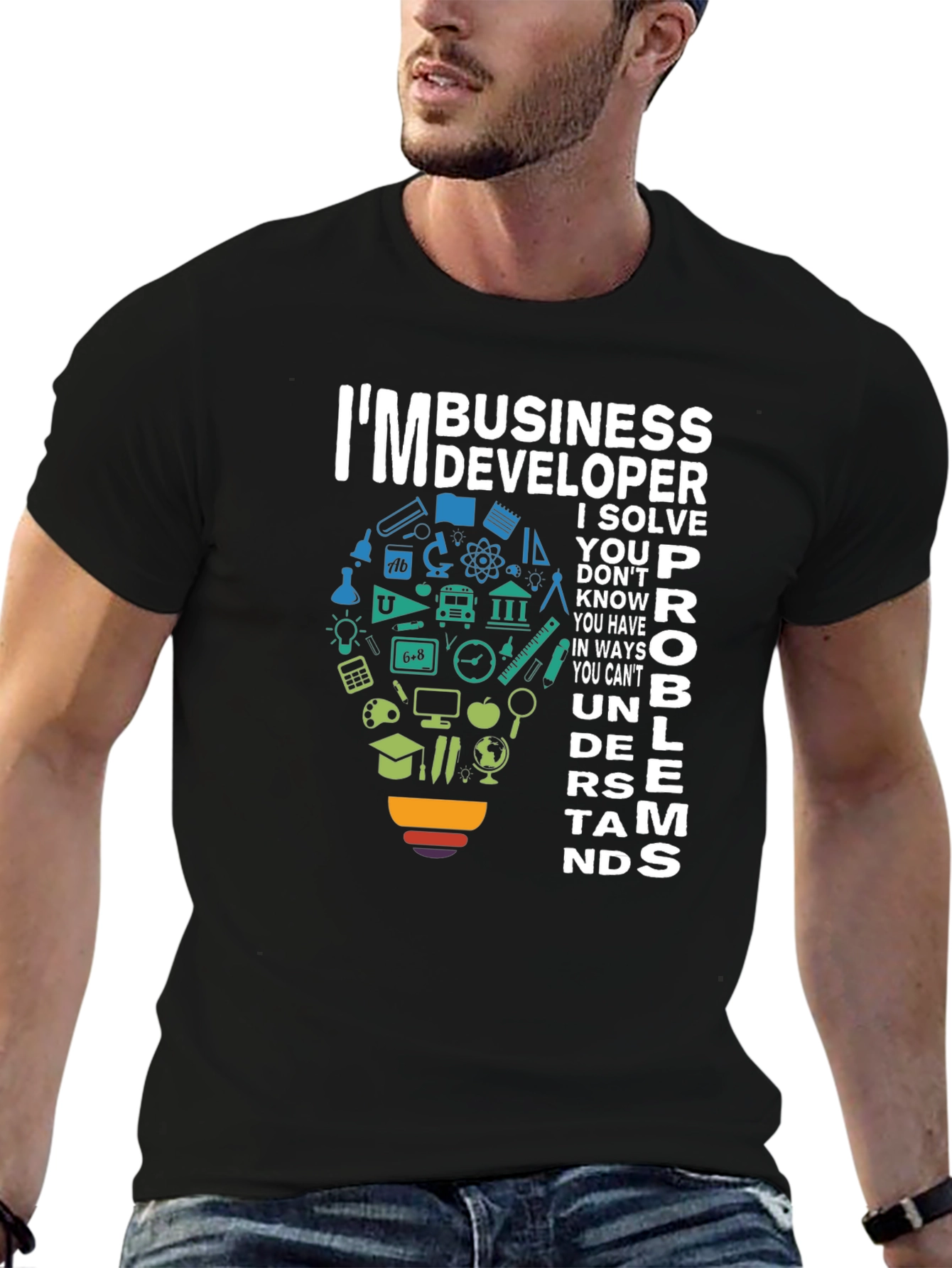 Black Business Developer T-Shirt - Problem Solver Tee view 6
