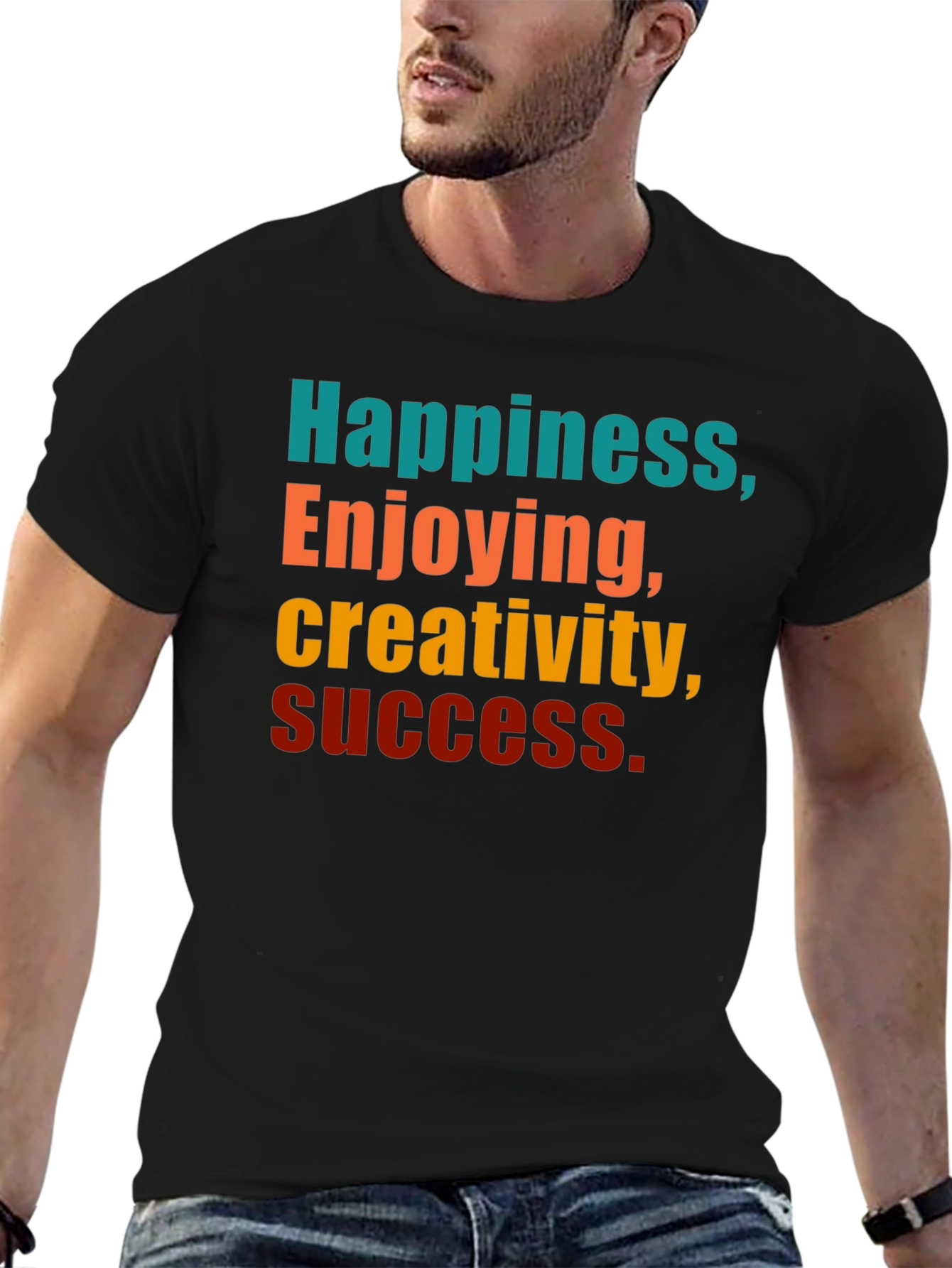 Black Happiness Creativity Success Graphic T-Shirt view 6