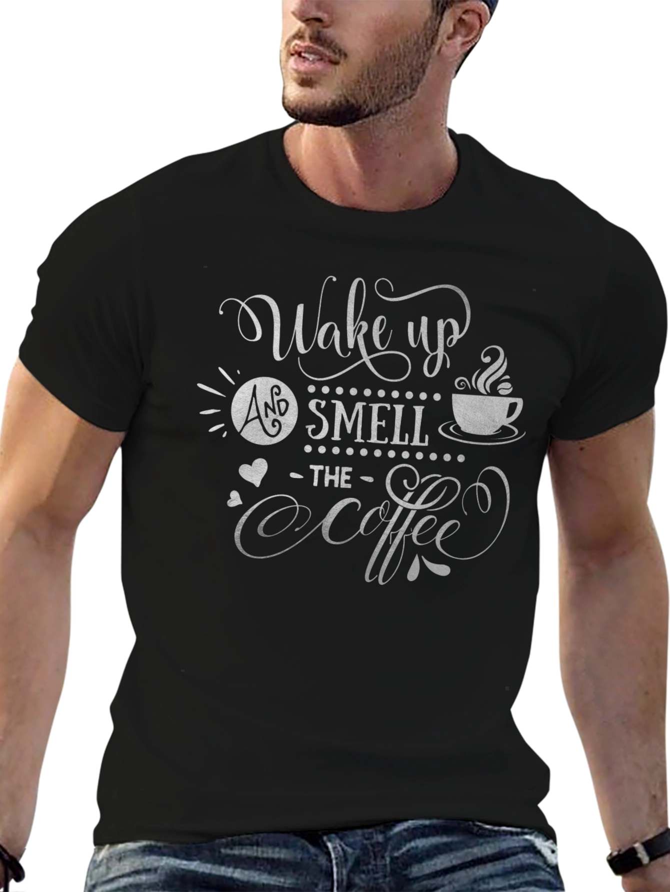 Black Wake Up & Smell The Coffee Graphic Tee view 6