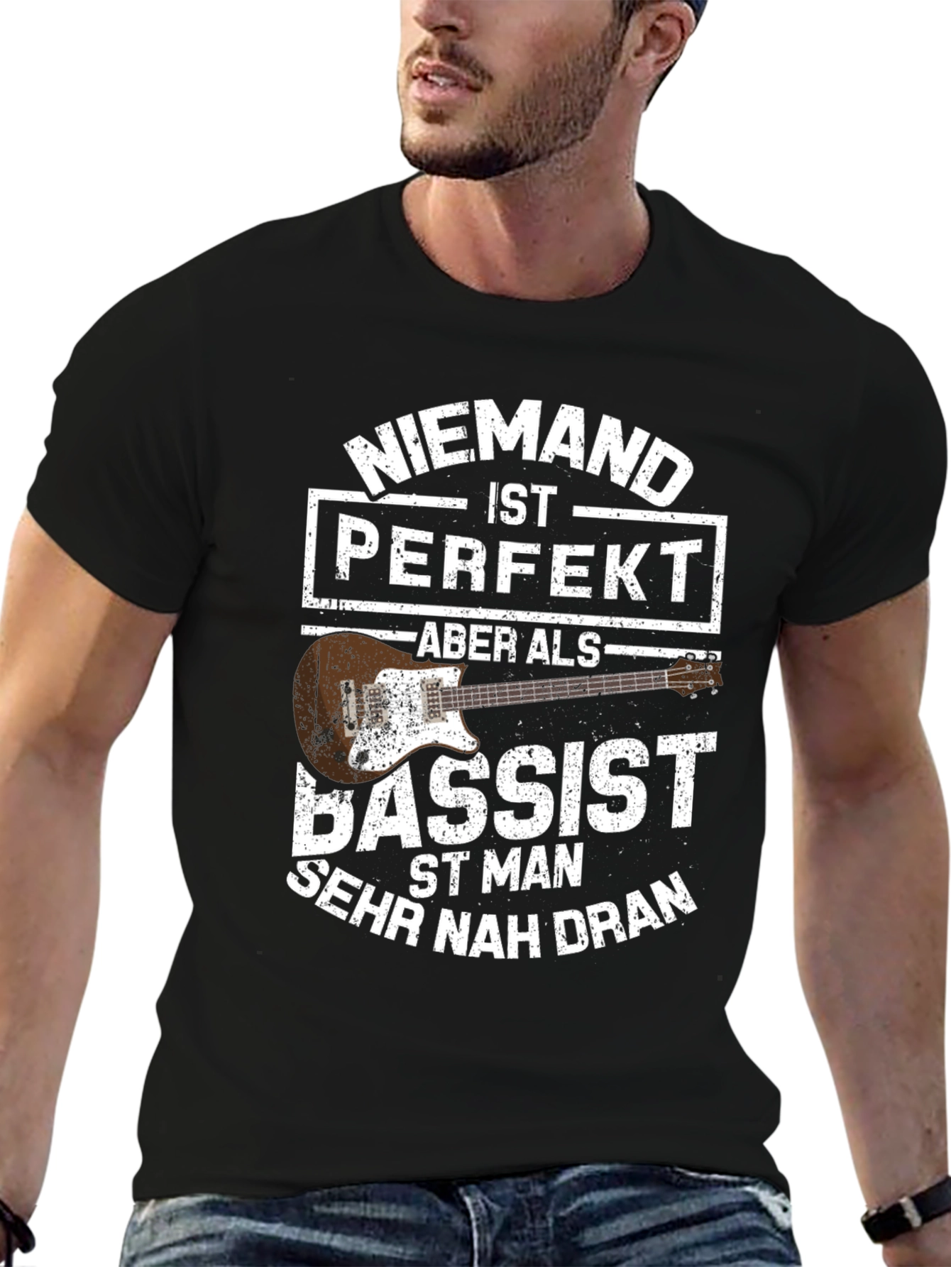 Black Bassist T-Shirt - "Niemand ist Perfekt" view 6