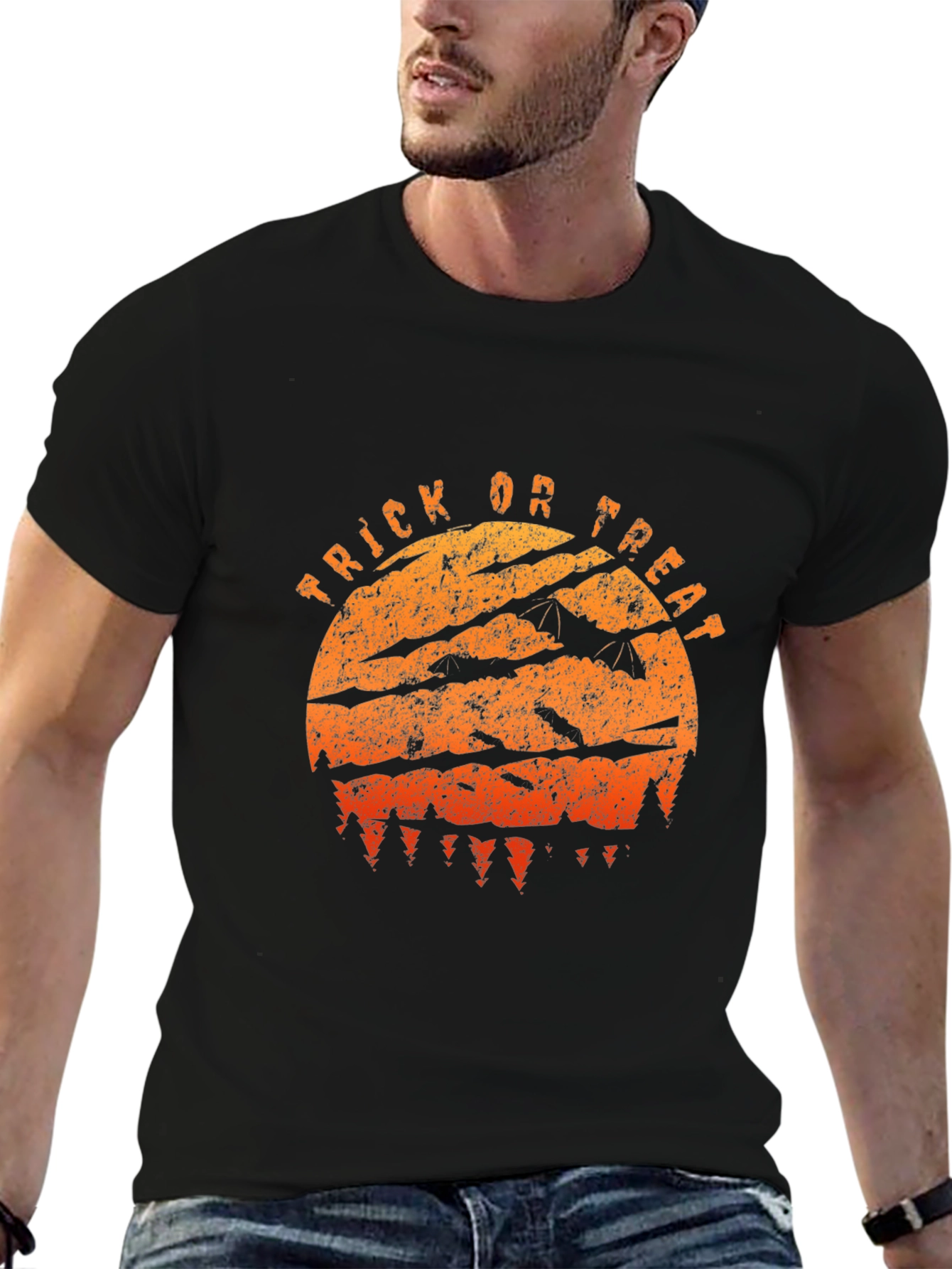 Black Trick or Treat Halloween Graphic Tee view 6