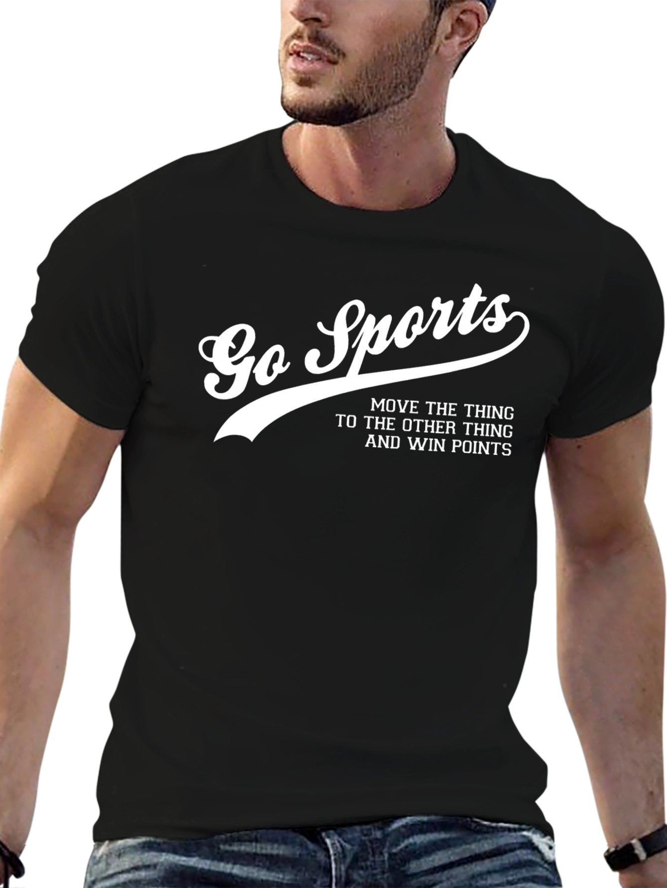 Black Go Sports Funny Slogan Graphic Tee view 6