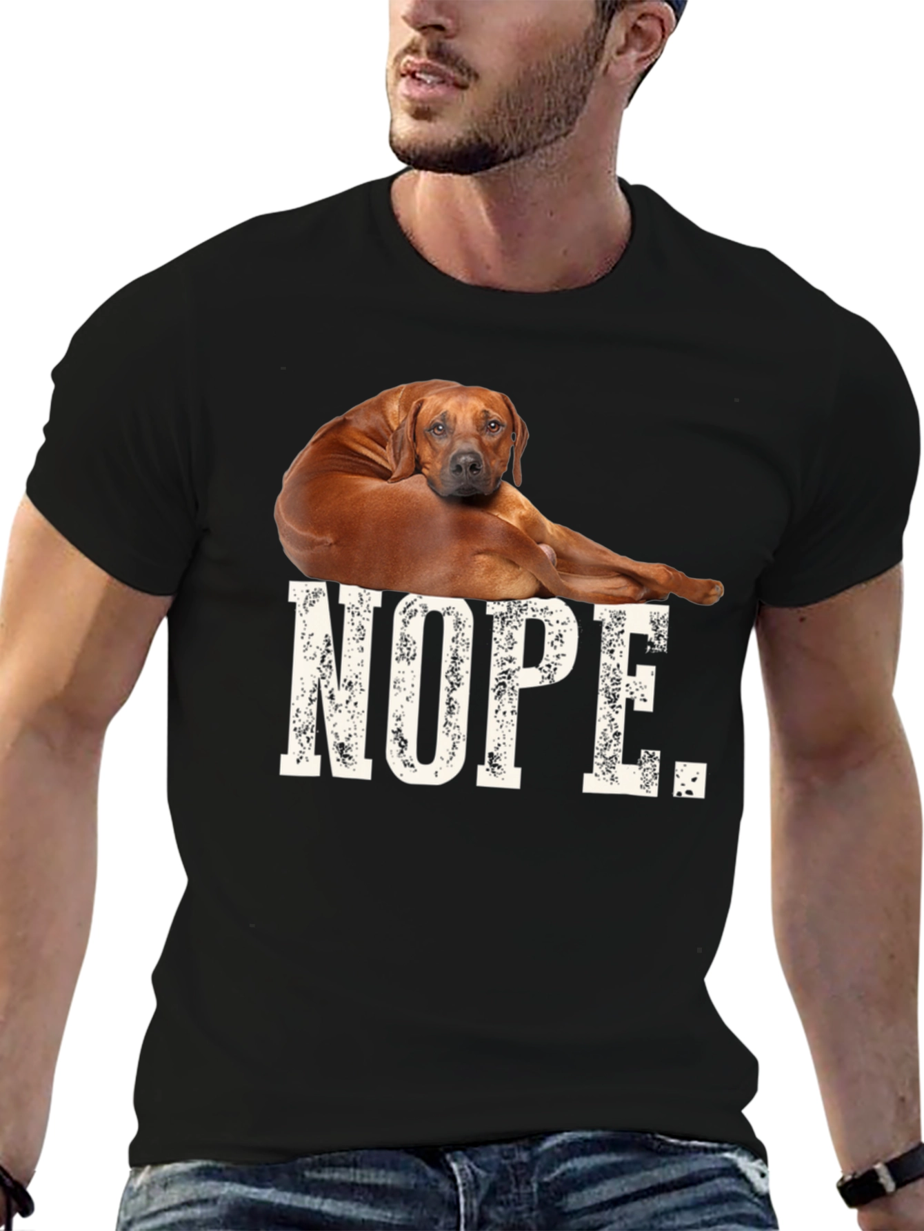 Black Nope Dog T-Shirt, Funny Novelty Tee view 6