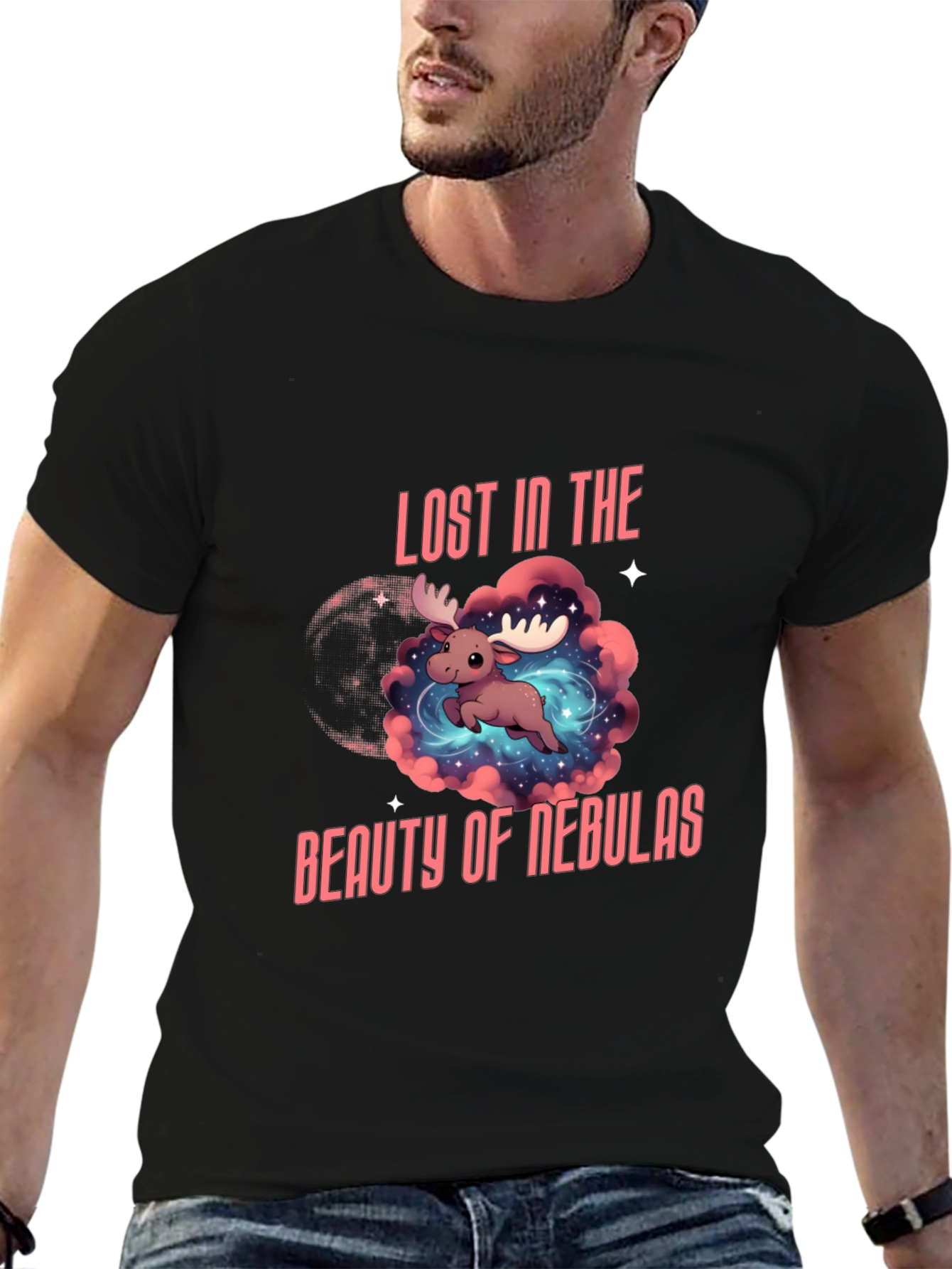 Black Lost in the Beauty of Nebulas T-Shirt view 6