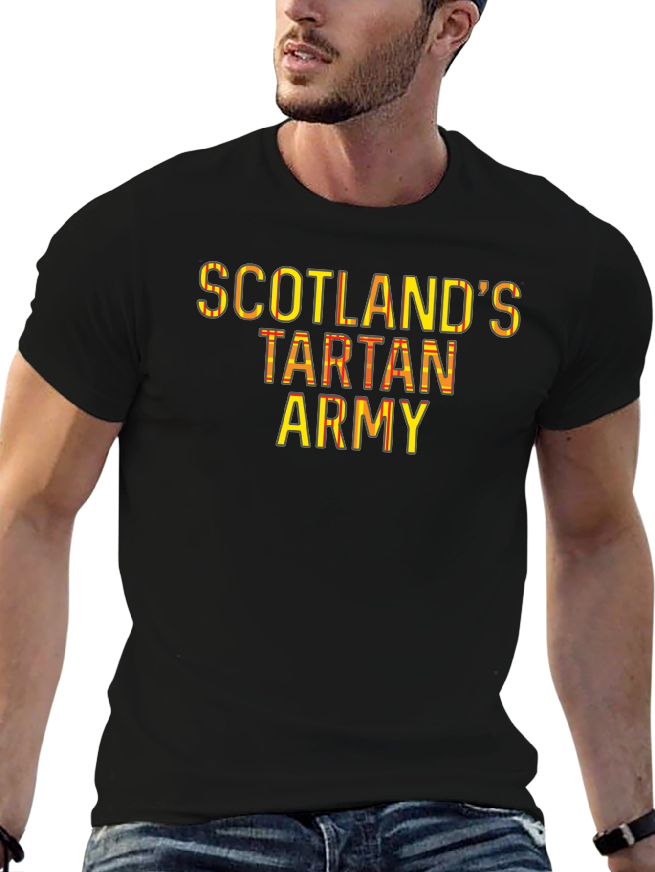 Black Scotland's Tartan Army Black T-Shirt view 6