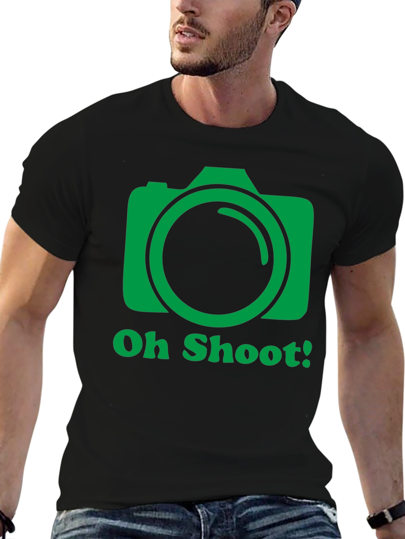 Black Oh Shoot Camera Graphic T-Shirt - Photographer Tee view 6