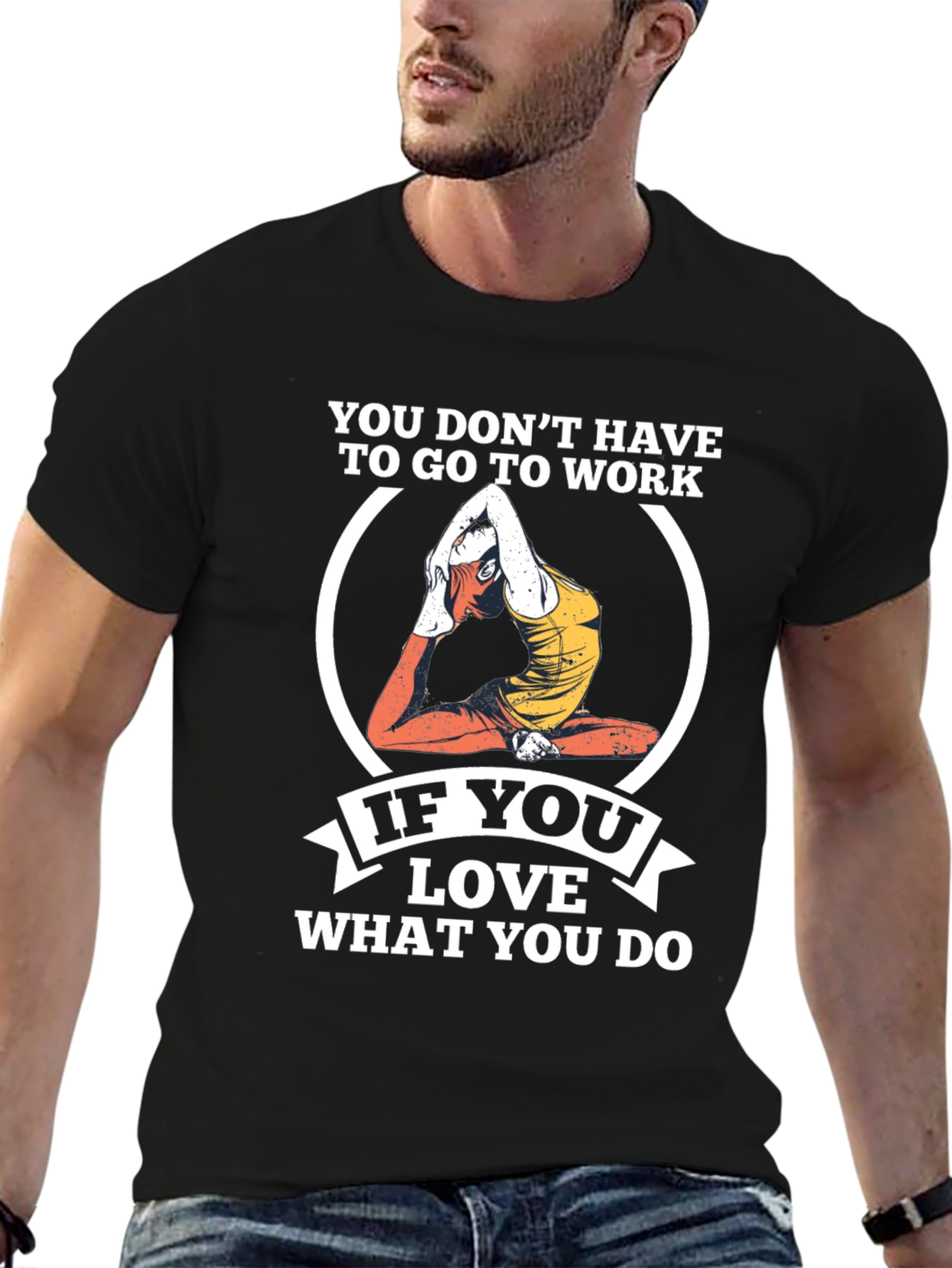 Black Yoga Lover Graphic Tee - If You Love What You Do T-Shirt view 6