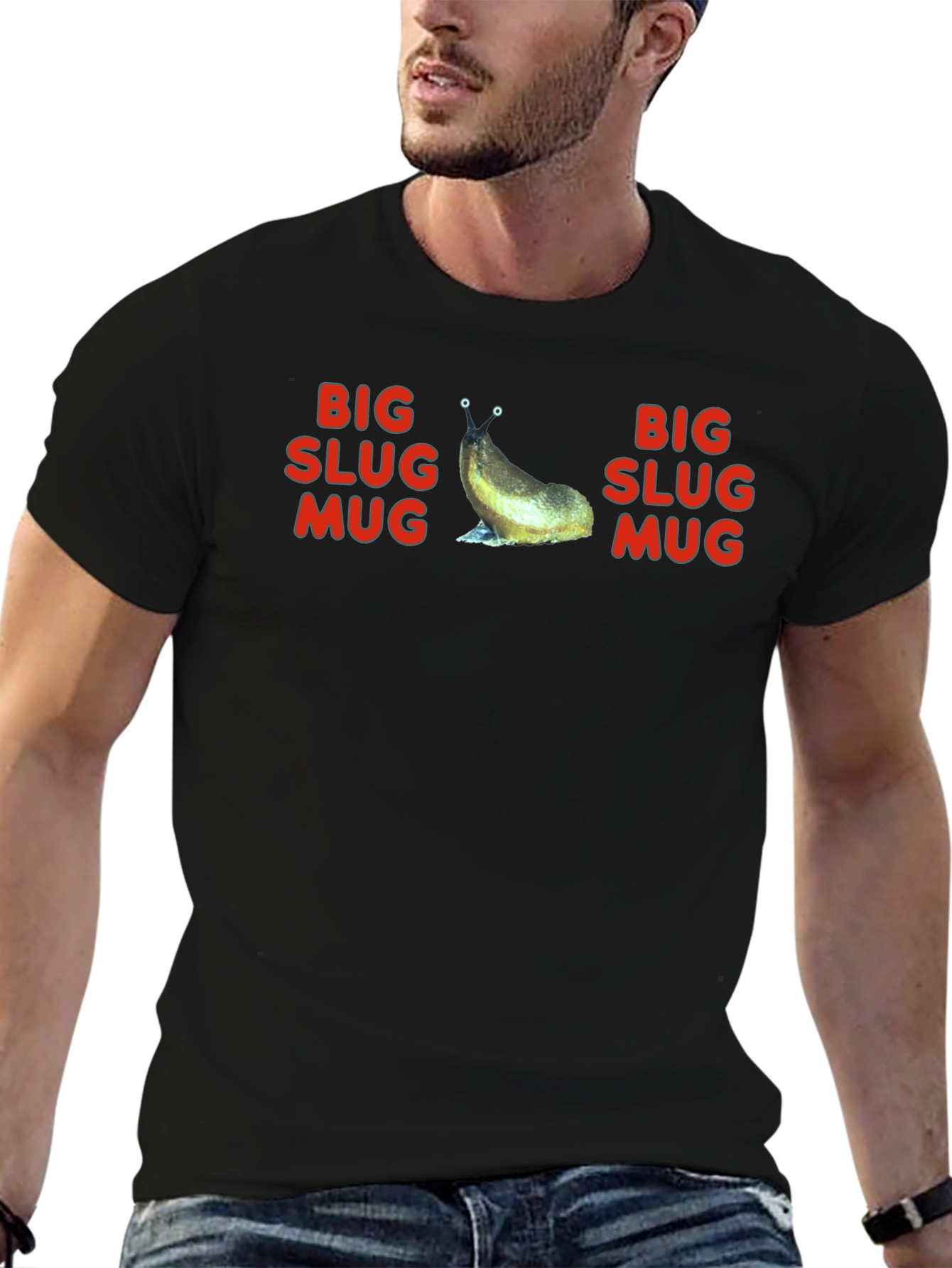 Black Big Slug Mug T-Shirt - Funny Graphic Tee view 6