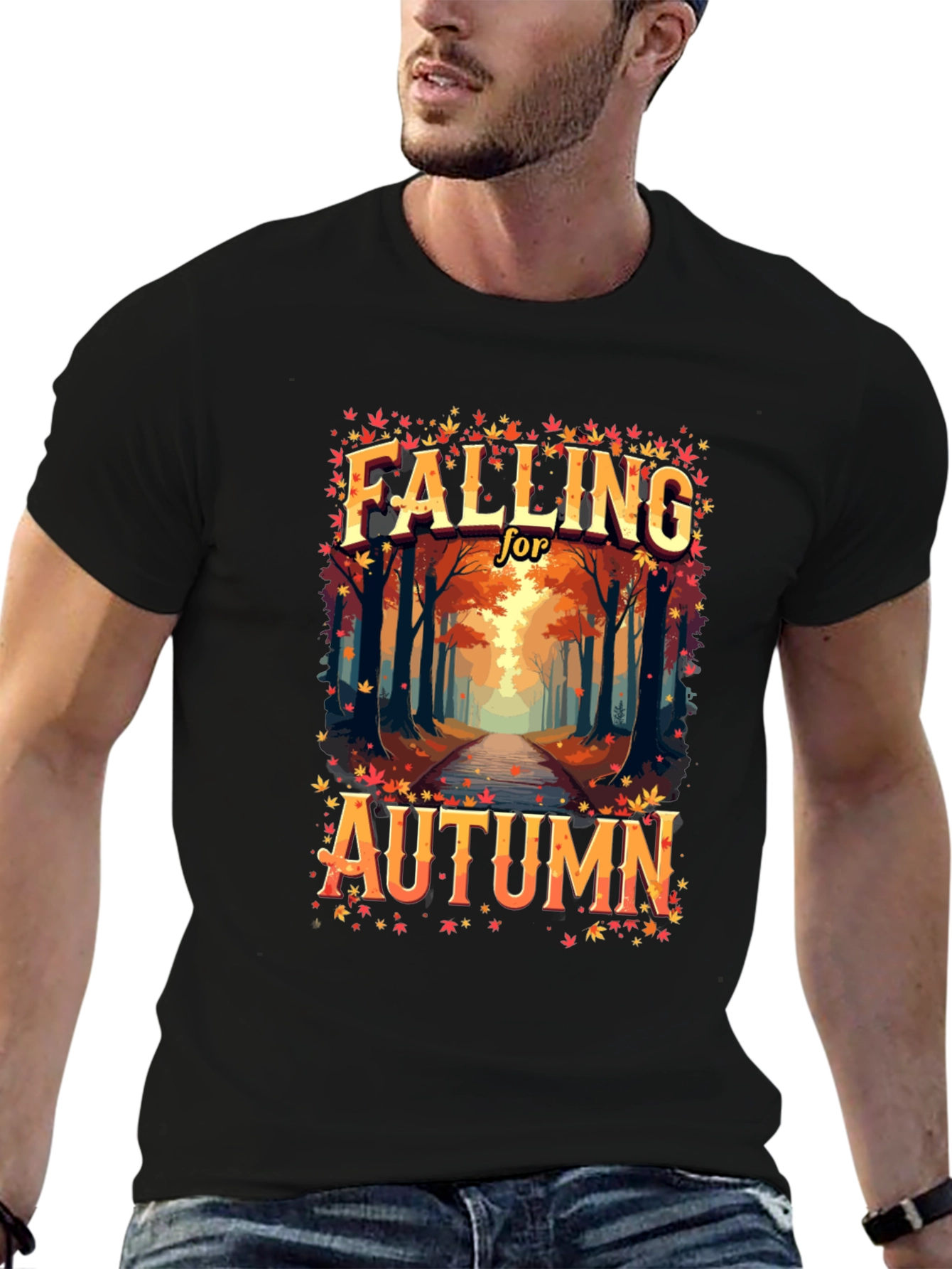 Black Falling for Autumn T-Shirt view 6