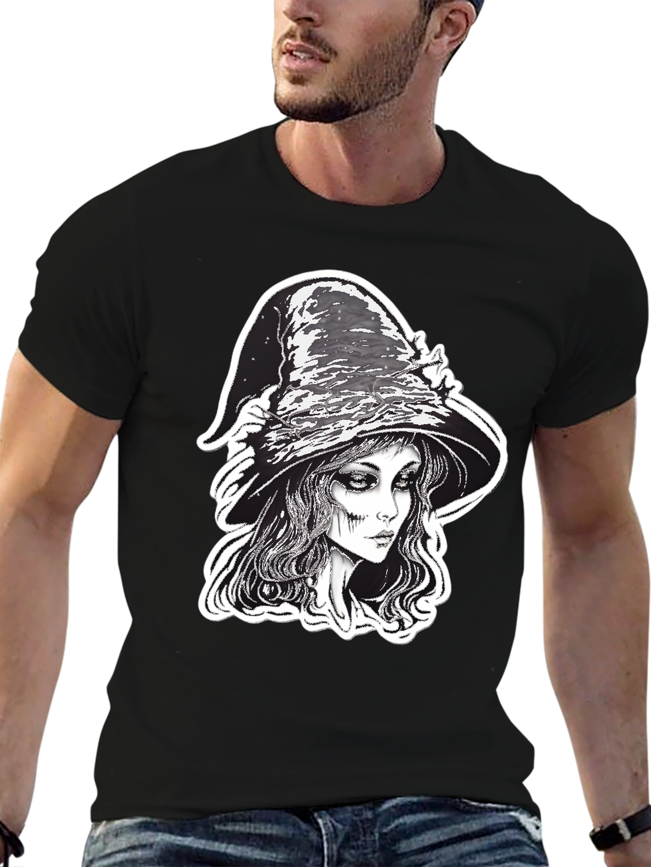 Black Witch Graphic Tee - Black Halloween Shirt view 6