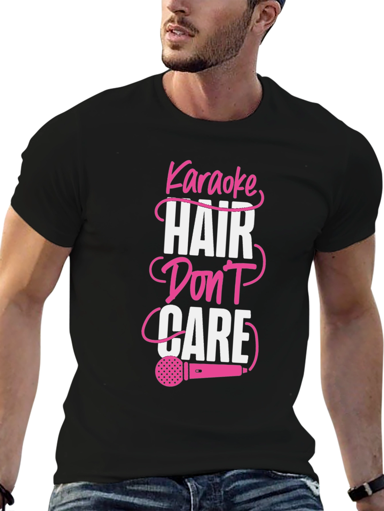 Black Karaoke Hair Don't Care Graphic Tee view 6