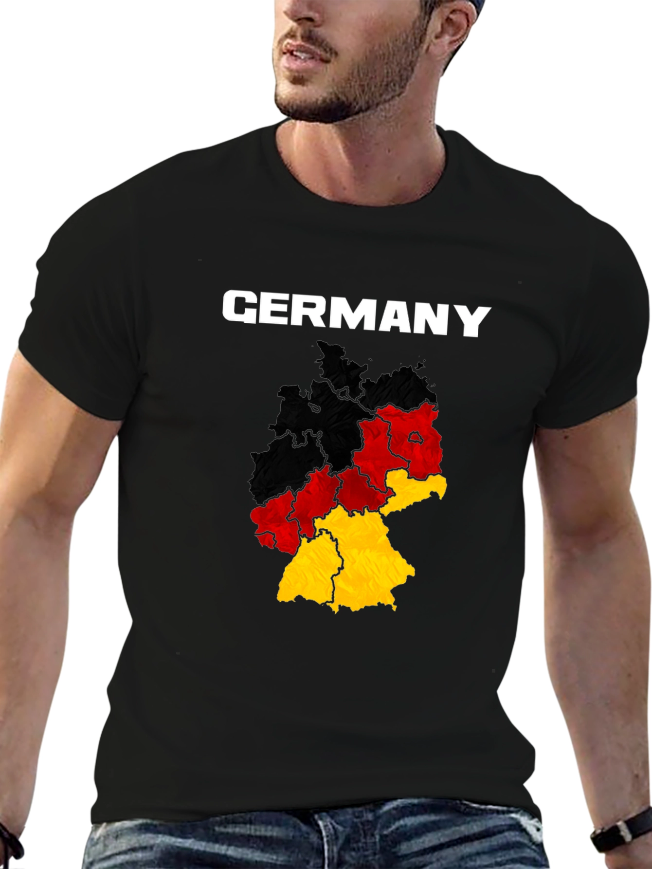 Germany Map T-Shirt - Black, Cotton - 6