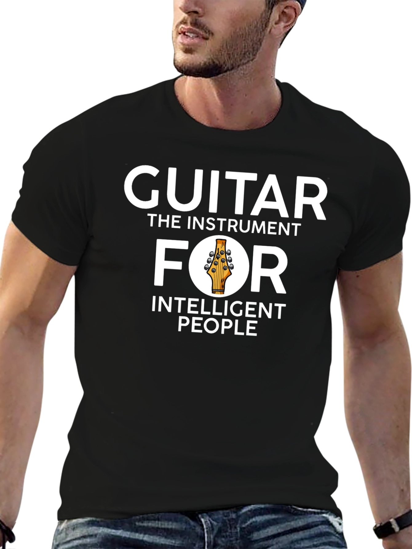 Black Guitar: Instrument for Intelligent People T-Shirt view 6