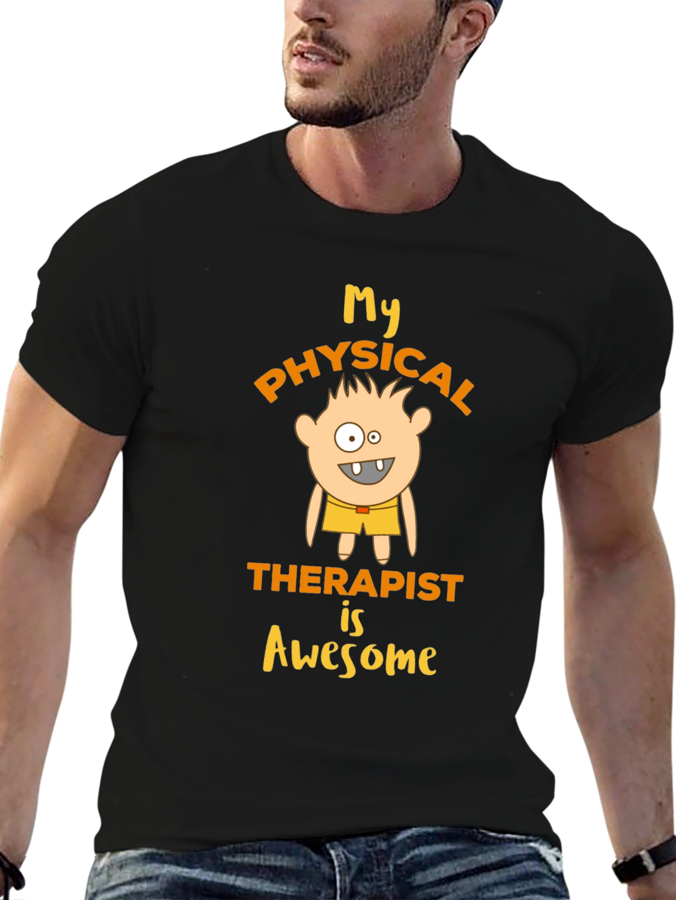 Black My Physical Therapist is Awesome T-Shirt view 6