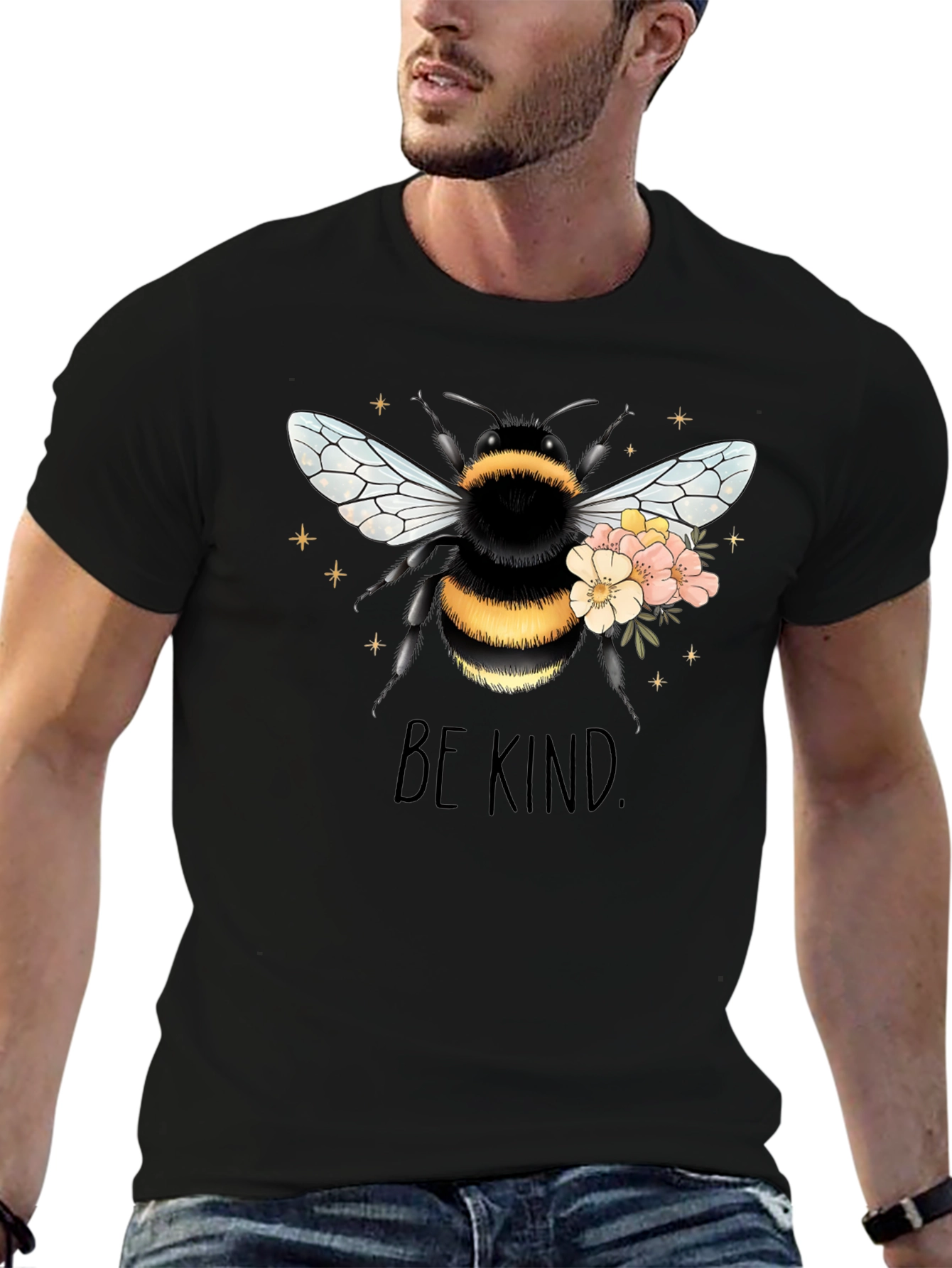 Black Bee Kind Graphic T-Shirt - Black view 6
