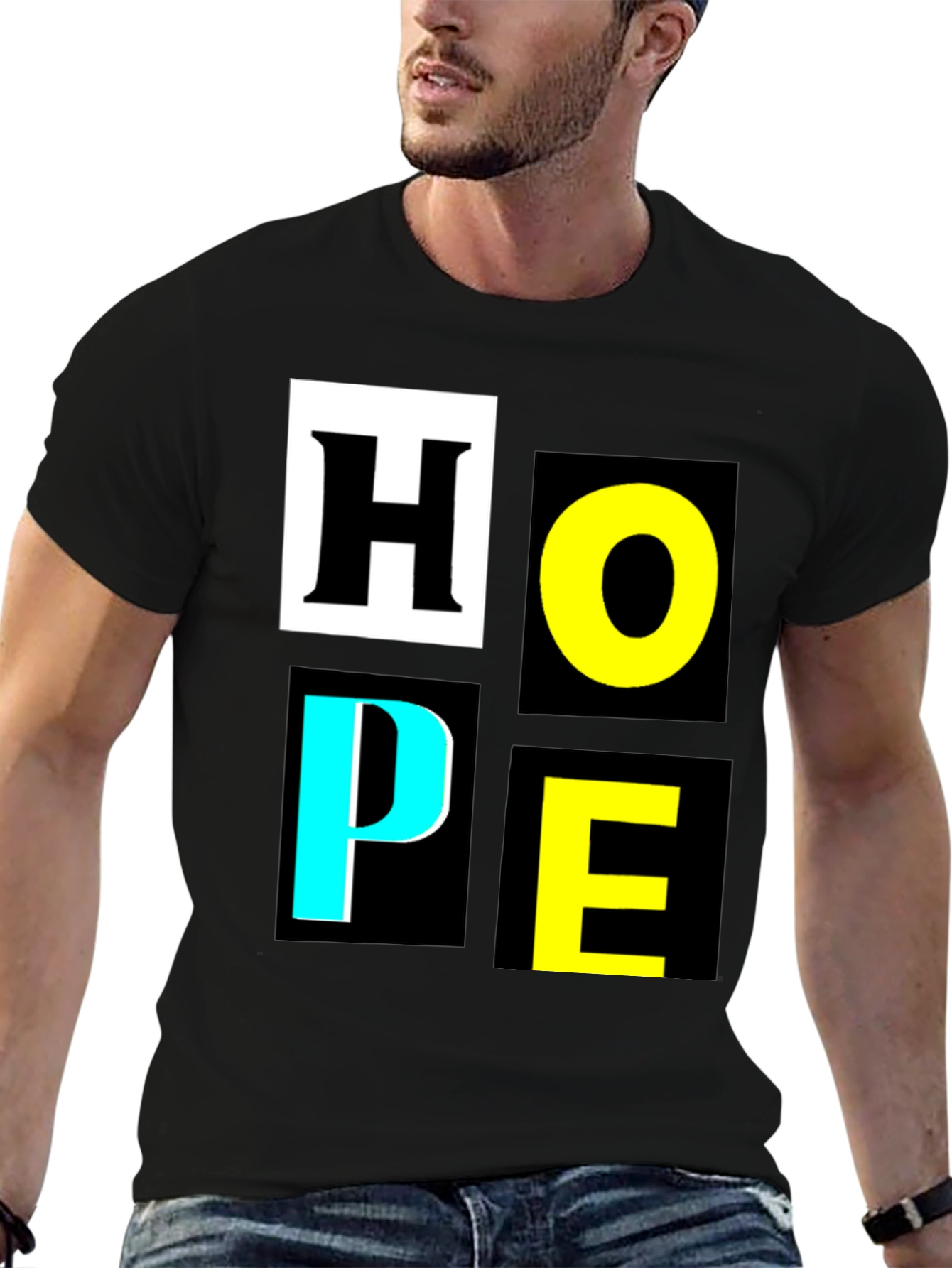 Black HOPE Graphic Tee - Stylish Motivational T-Shirt view 6