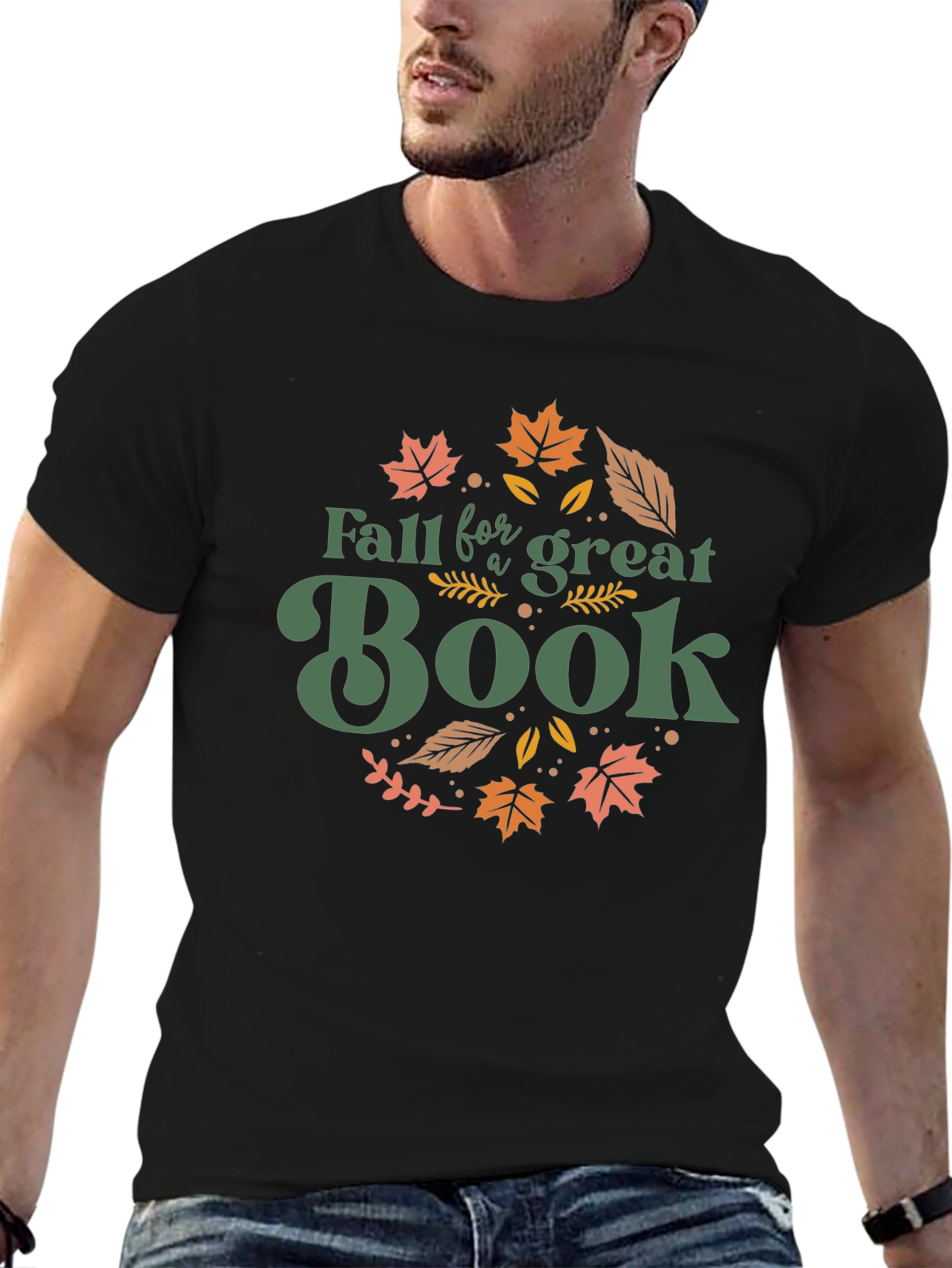 Black Fall for a Great Book T-Shirt view 6