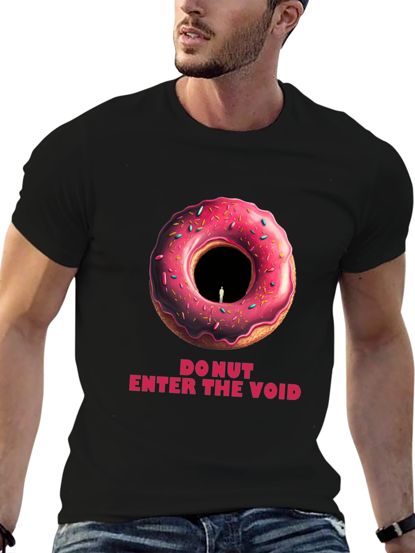 Black Donut Enter the Void T-Shirt - Unique Graphic Tee view 6