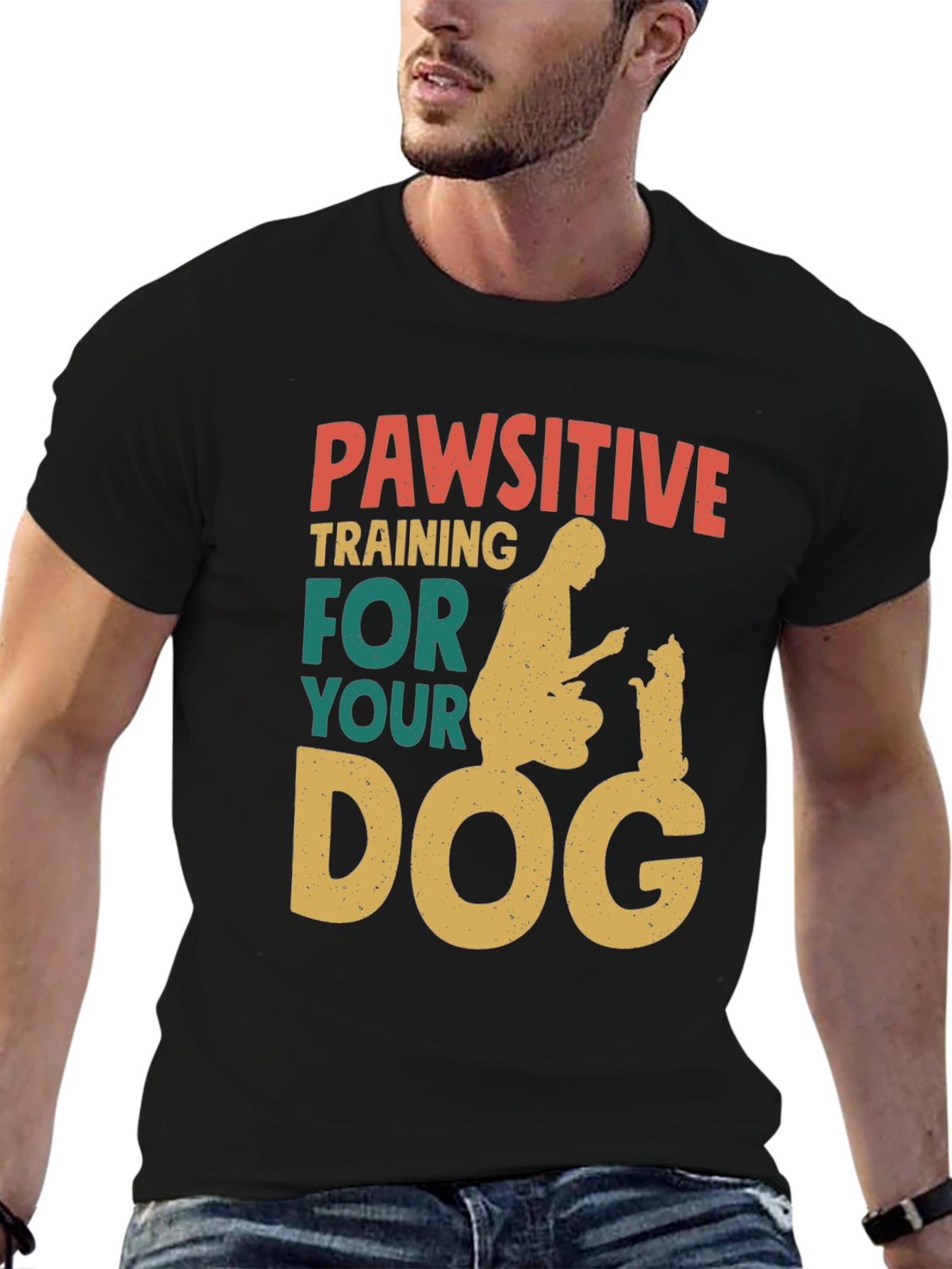 Black Pawsitive Dog Training T-Shirt view 6