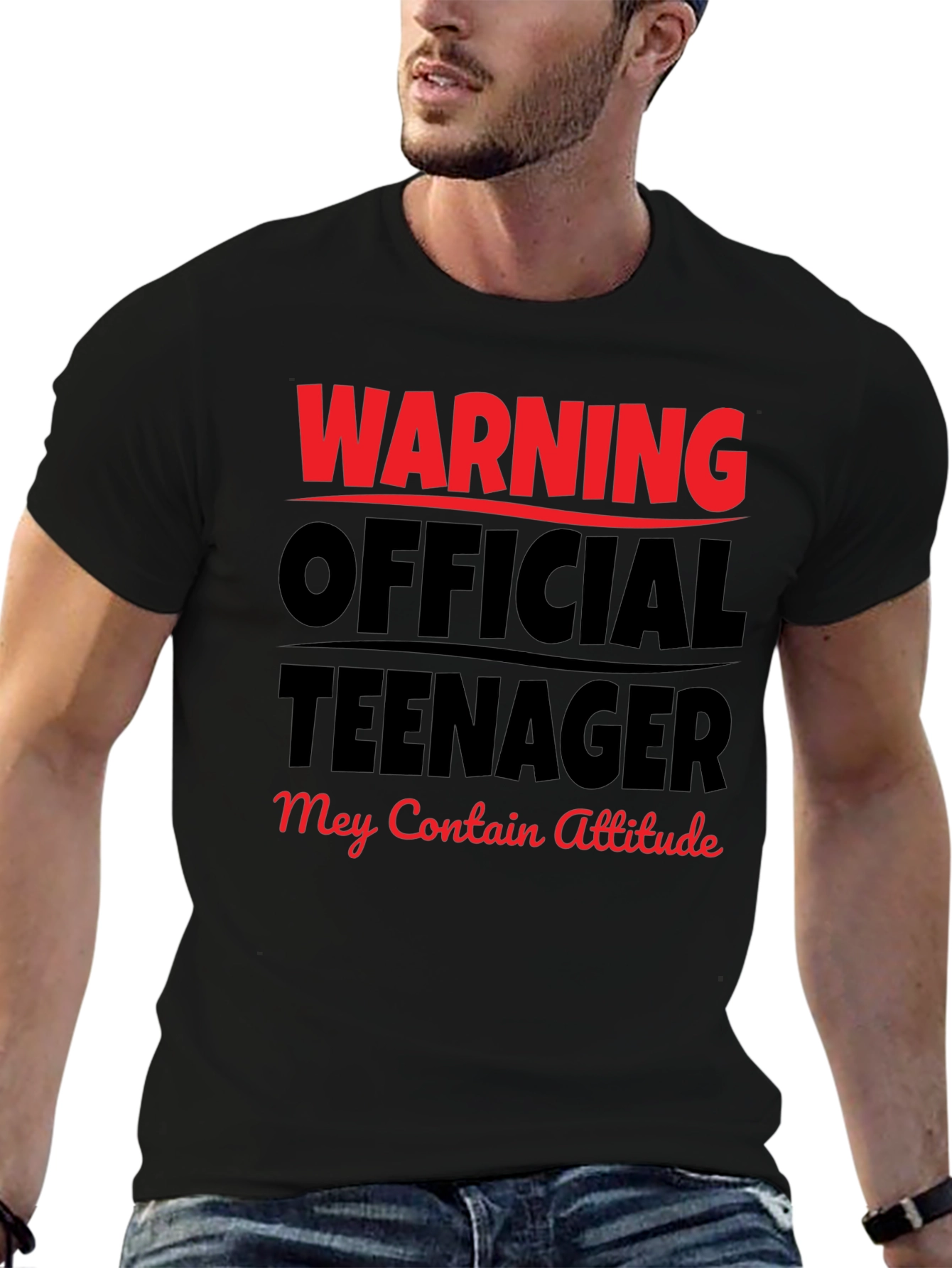 Black Warning Official Teenager T-Shirt - Attitude Included! view 6