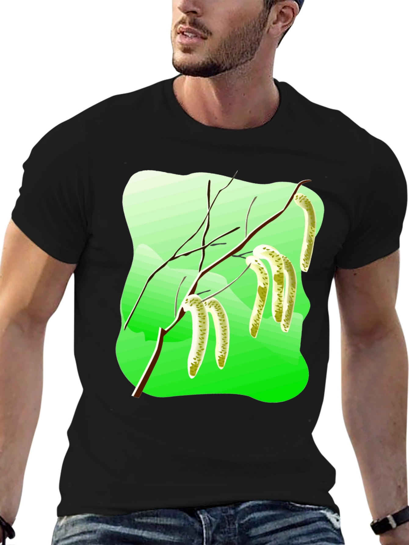 Black Nature Inspired Graphic T-Shirt view 6