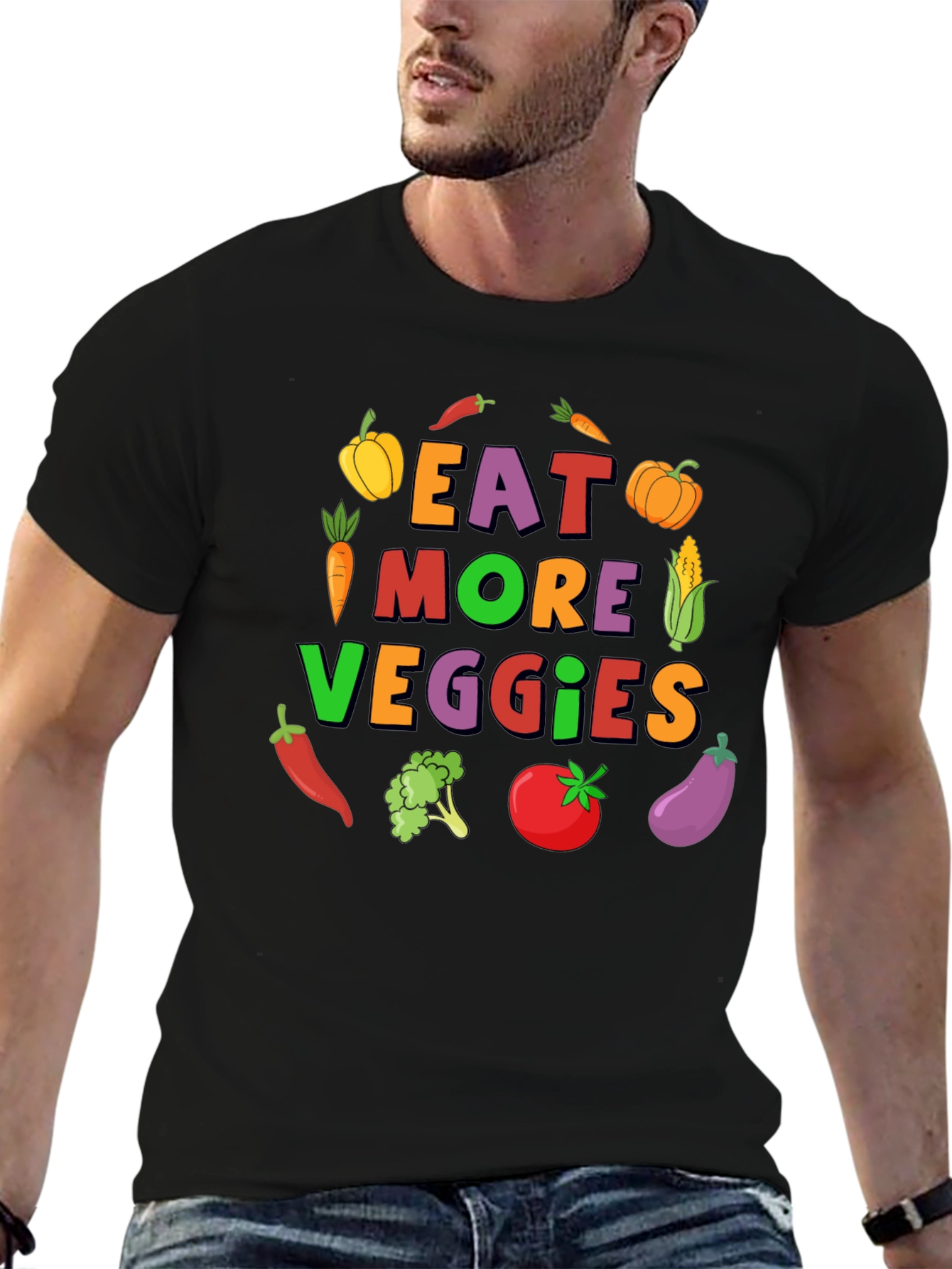 Black Eat More Veggies Graphic Tee view 6