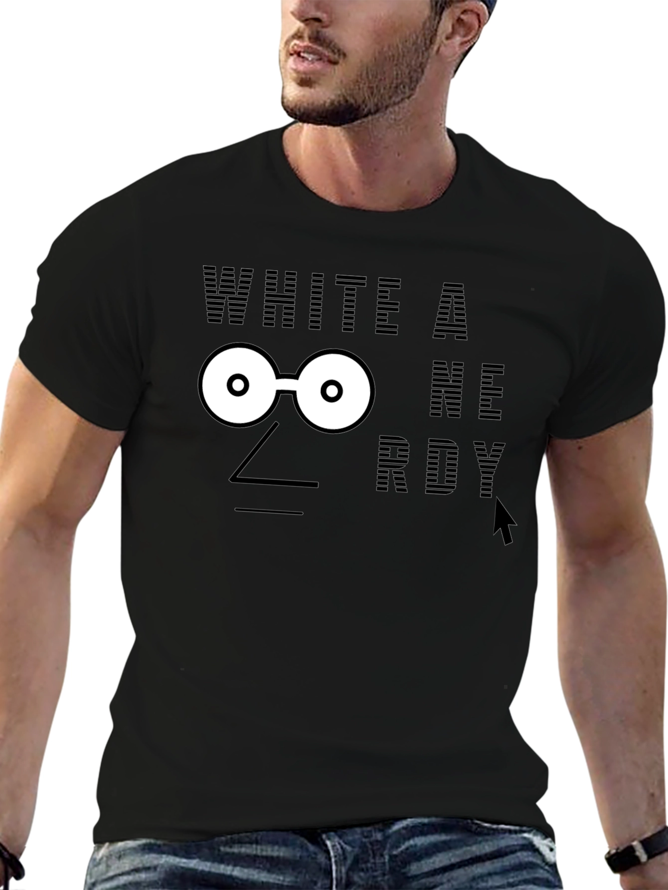 Black White a Nerd? Funny Graphic Novelty T-Shirt view 6