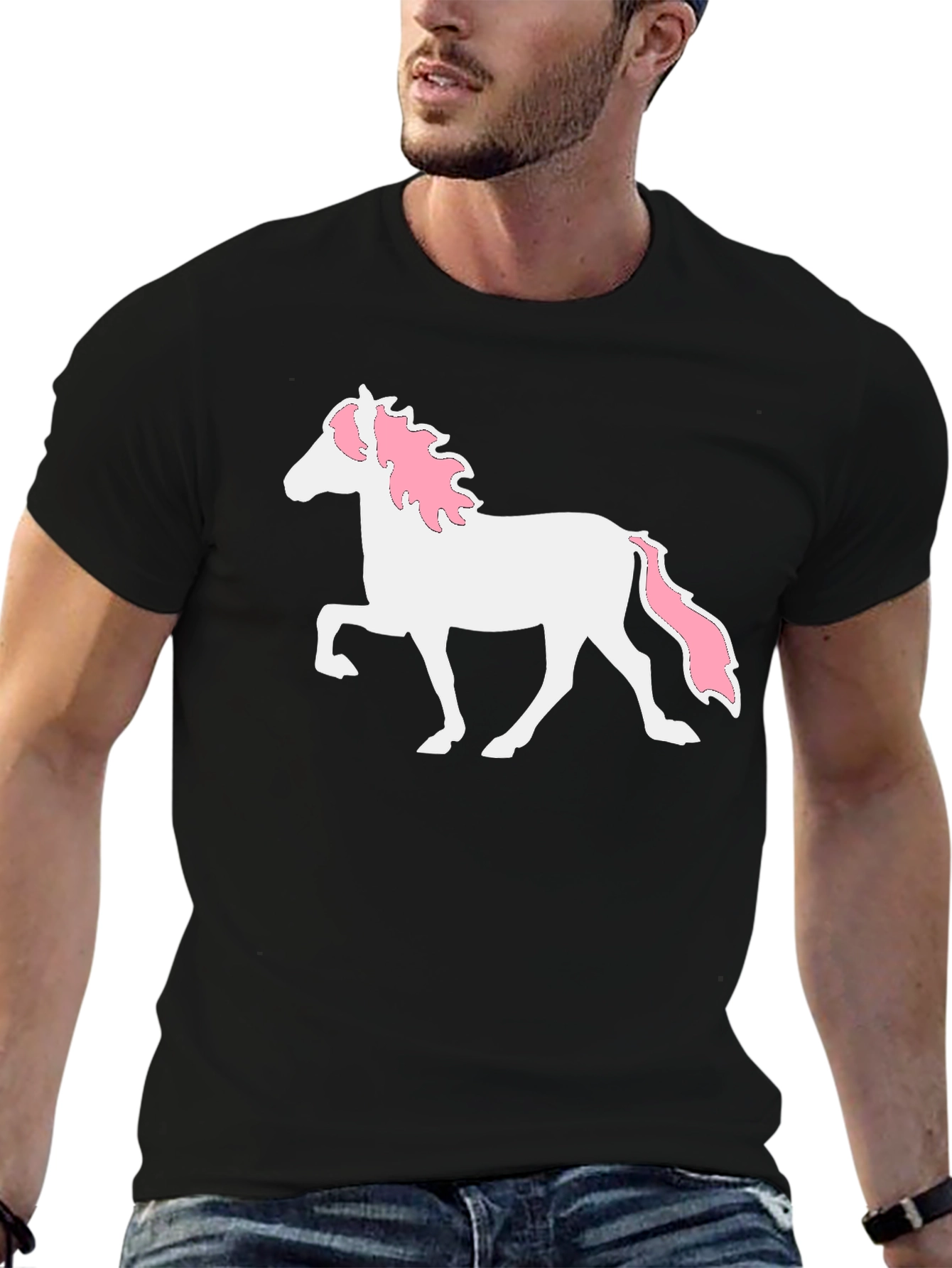 Black Unicorn Graphic Print Black T-Shirt view 6
