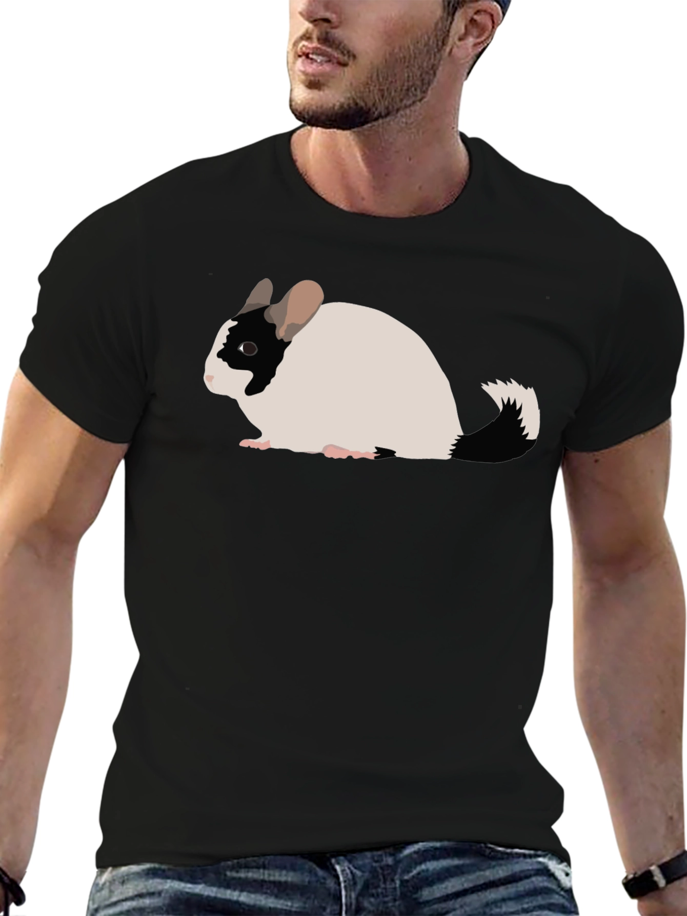 Black Chinchilla Graphic Tee - Cute Rodent Shirt view 6