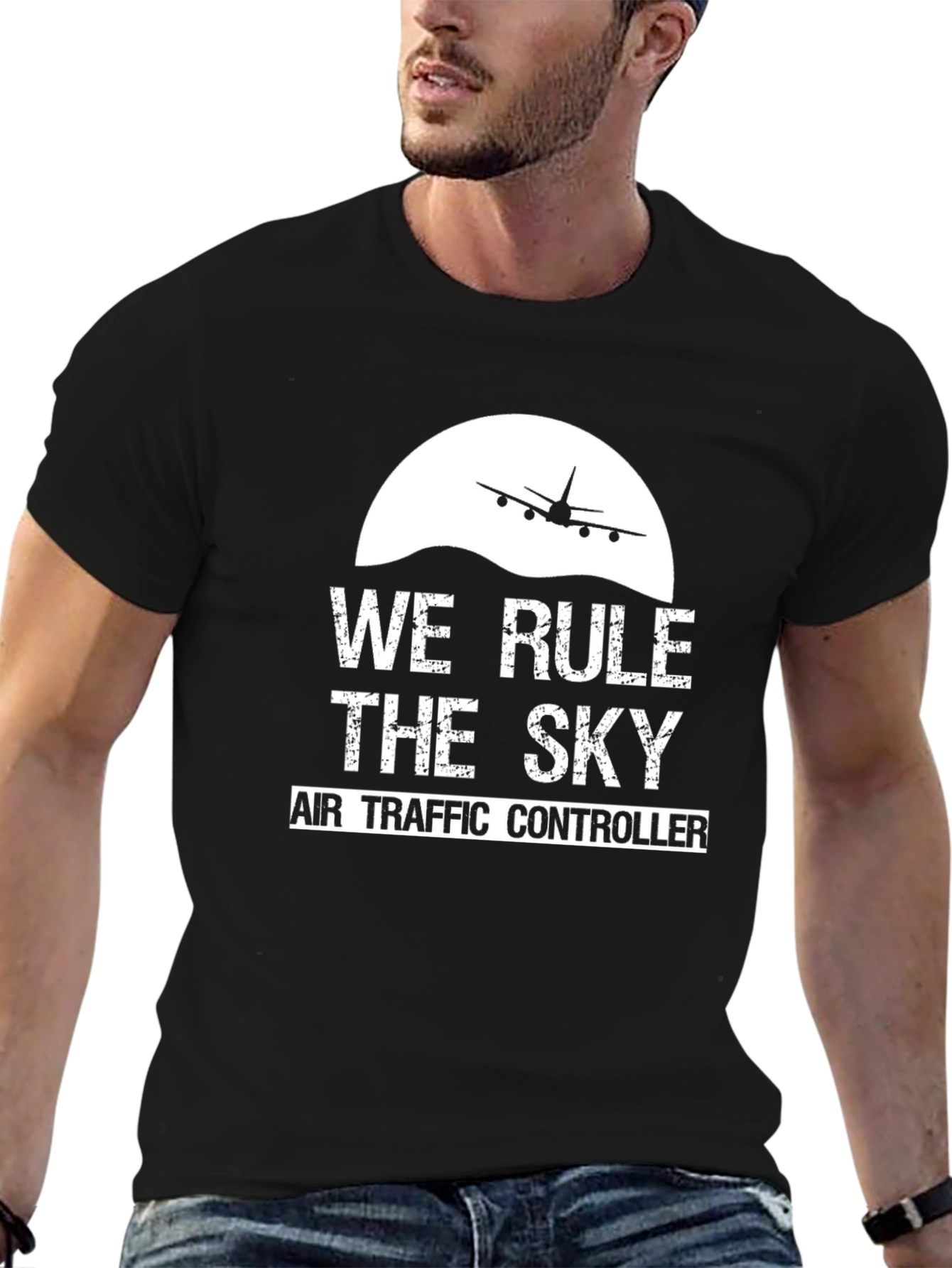 Black Air Traffic Controller T-Shirt - We Rule the Sky view 6