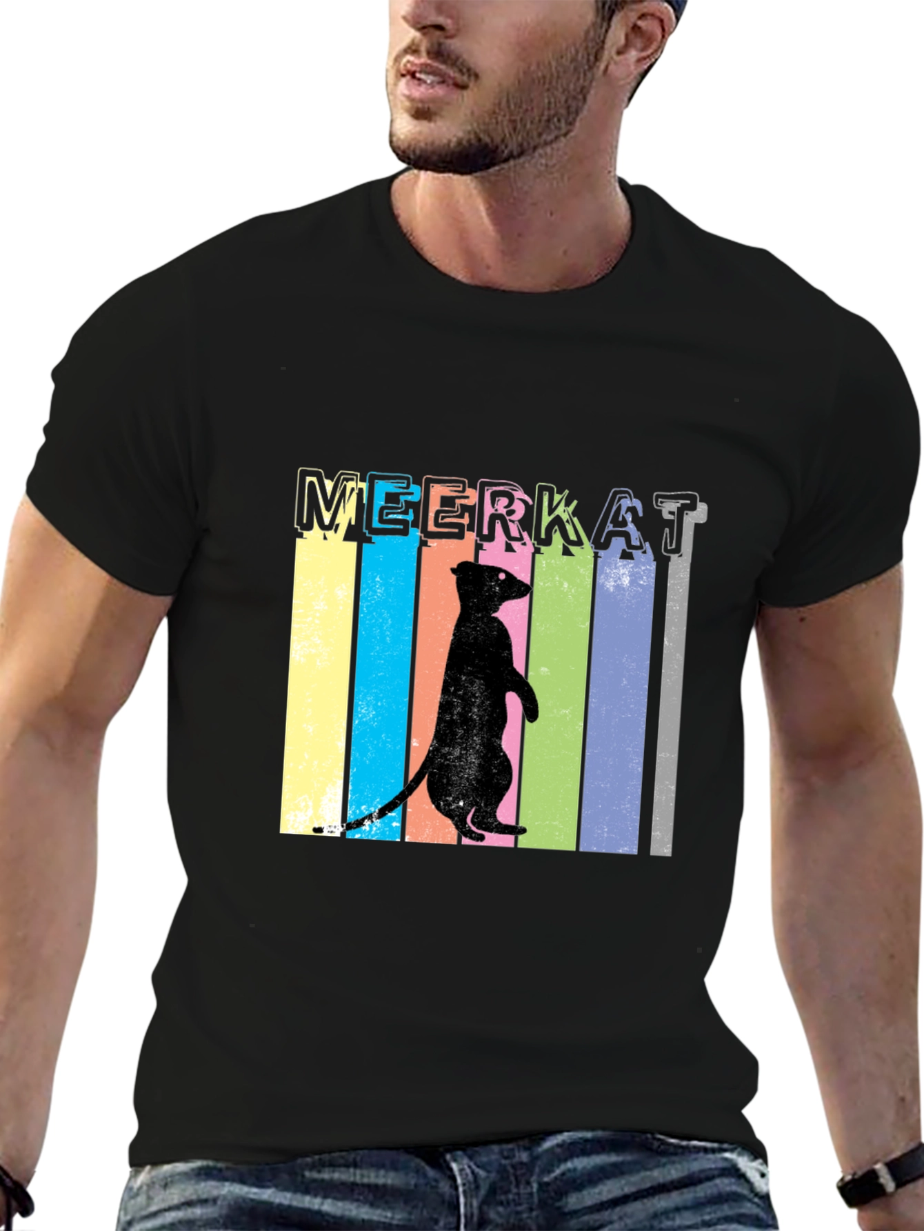 Black Meerkat Graphic Tee - Fun Animal T-Shirt view 6