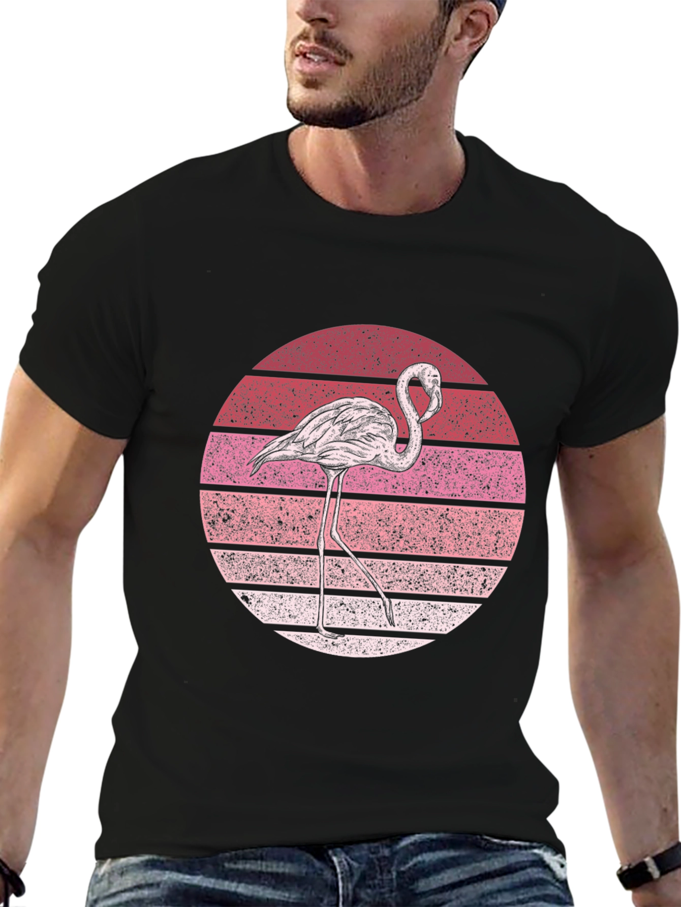 Black Flamingo Sunset Graphic Tee view 6