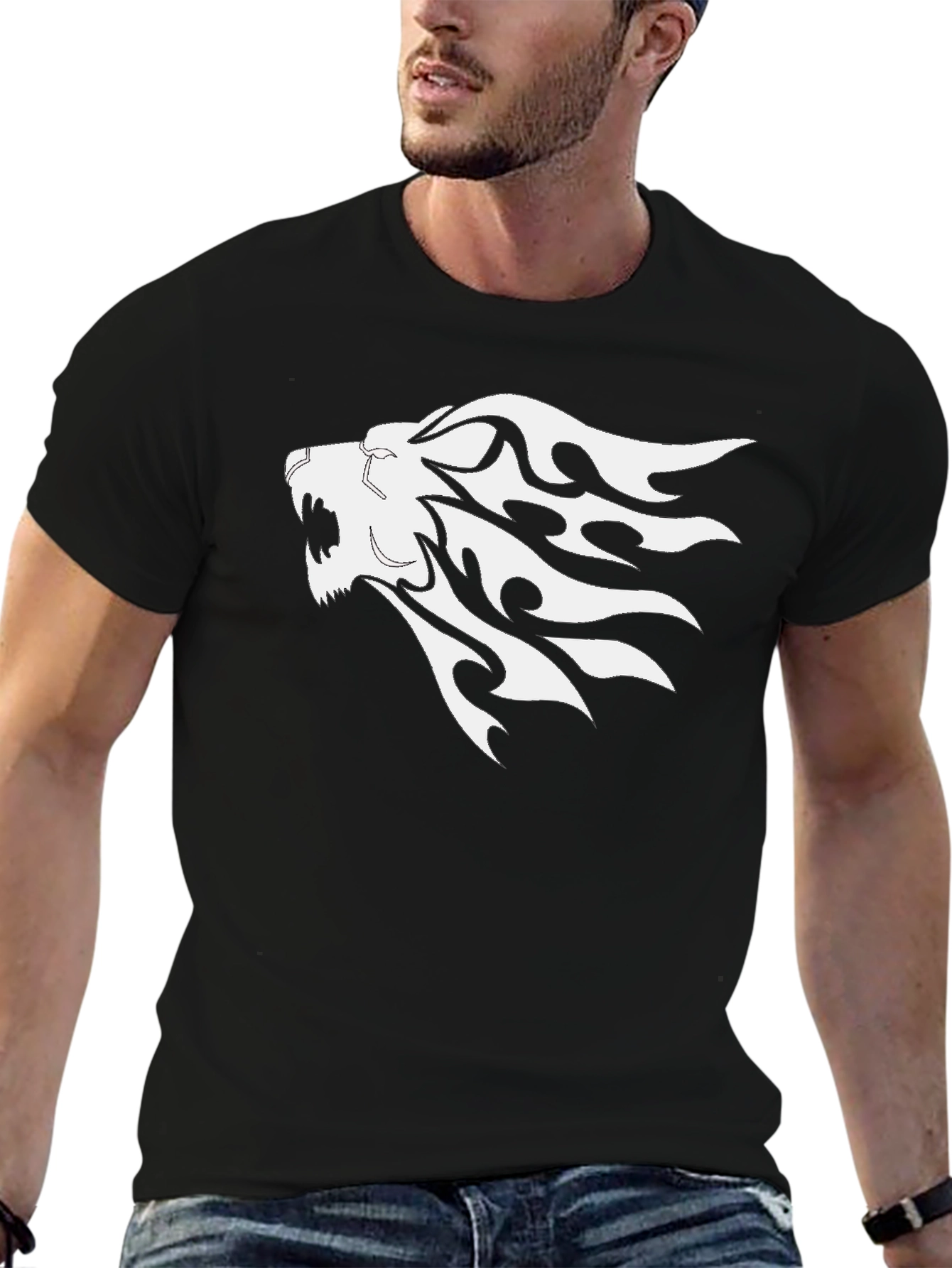 Black Black Lion Head Graphic Tee view 6