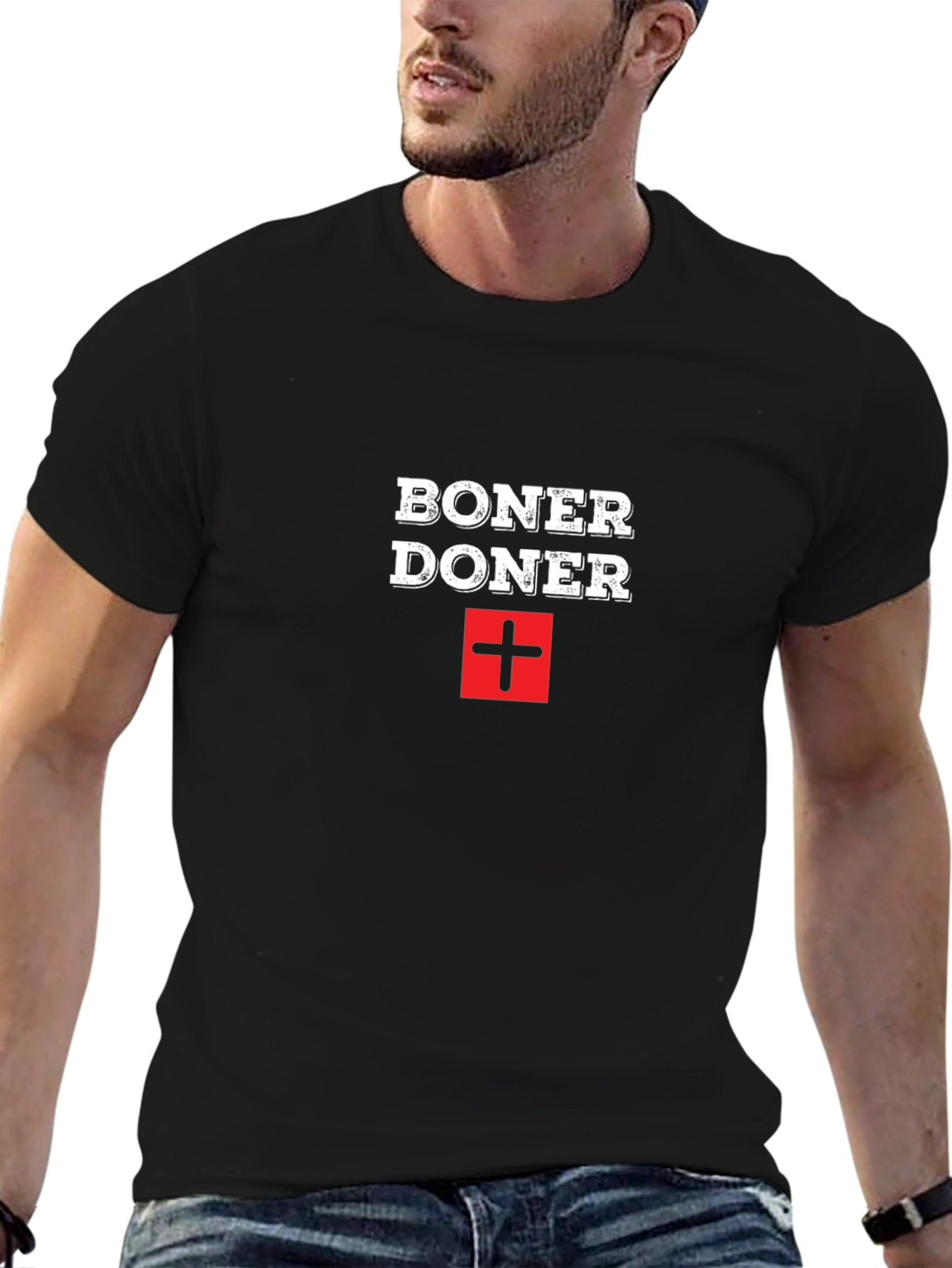 Black Boner Doner Novelty Graphic T-Shirt view 6