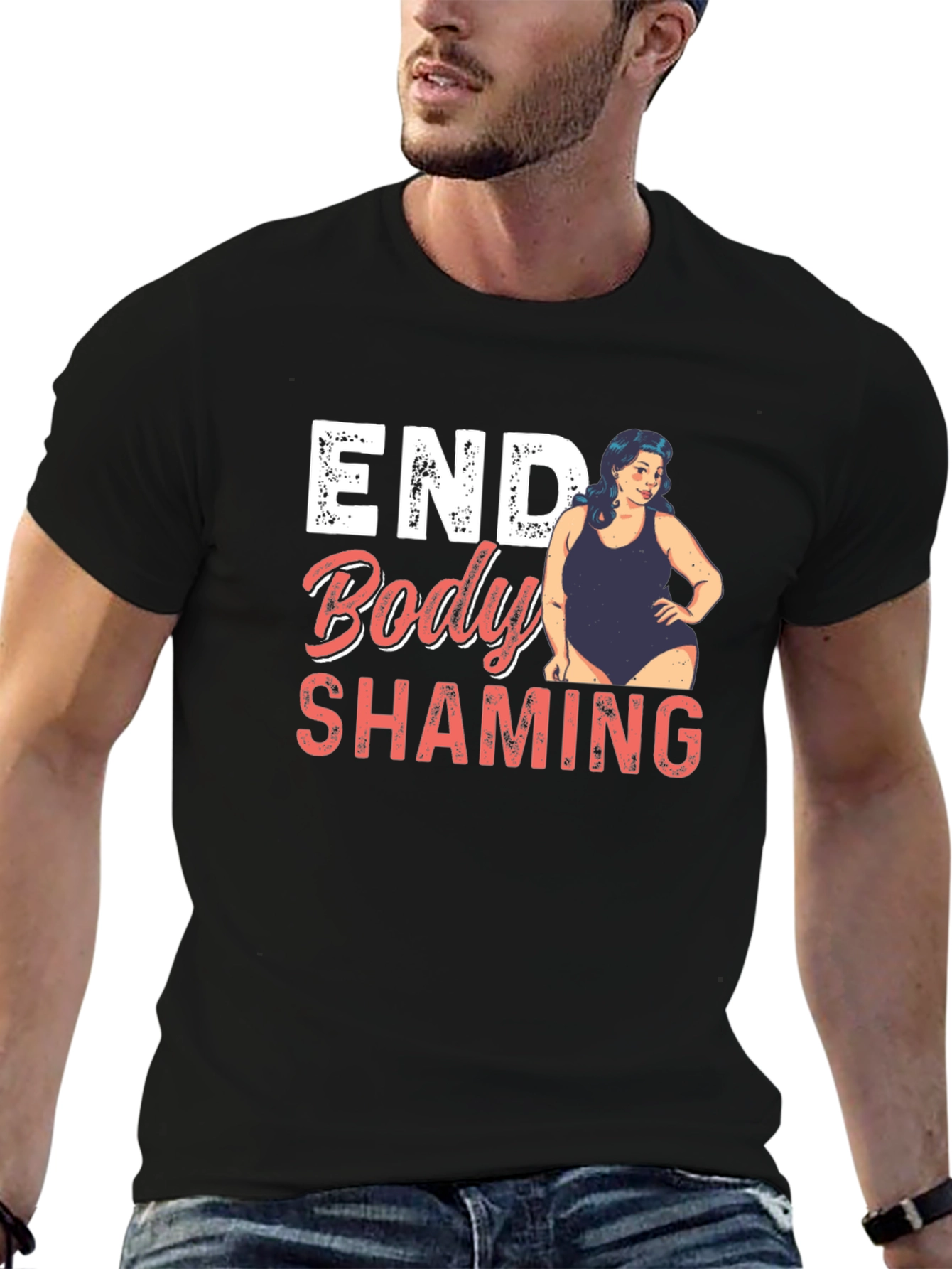 Black End Body Shaming Graphic Tee - Empowering Black T-Shirt view 6