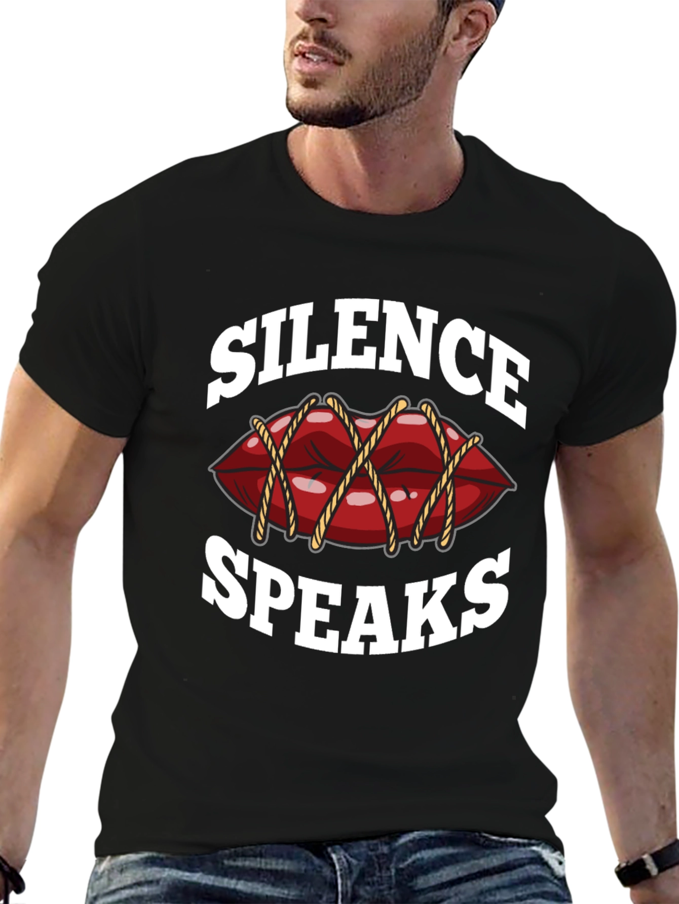 Black Silence Speaks Graphic Tee - Black T-Shirt view 6