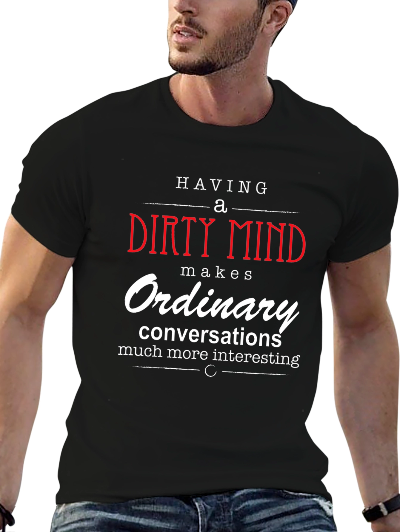 Black Dirty Mind Interesting Conversations Graphic T-Shirt view 6