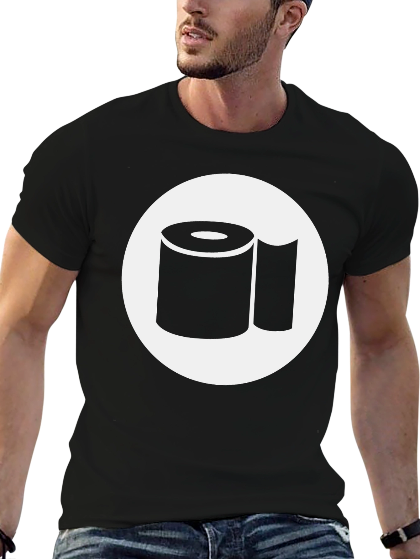 Black Toilet Paper Roll Graphic Tee - Black Cotton Comfort view 6